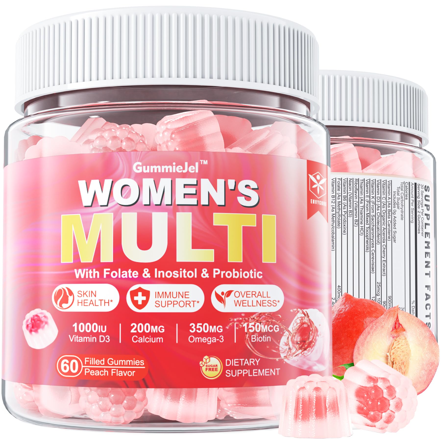 Sugar-Free Women's Multivitamin Gummies - Multivitamin Filled Gummies with Omega-3, Enzymes & Antioxidant Blend to Support Overall Health, Immunity, Hair, Nails & Skin Health. Womens Vitamins - 60 ct