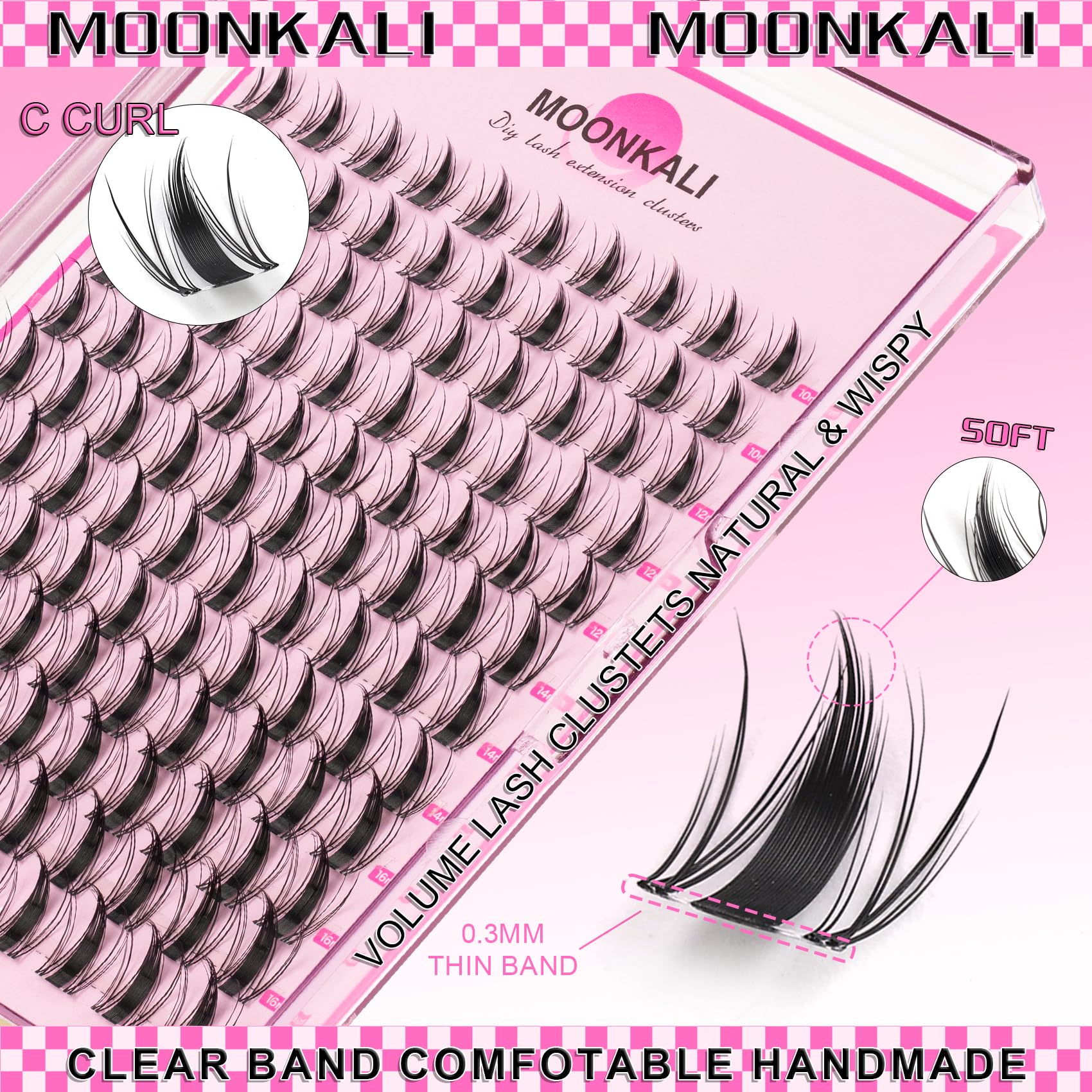 Wispy Lash Clusters Manga Eyelash Clusters Natural Fairy Clear Band Lashes Clusters Spiky 10-16MM Cluster Eyelash Extensions DIY 120Pcs CC Curl Anime Eyelashes Extension Clusters by MOONKALI