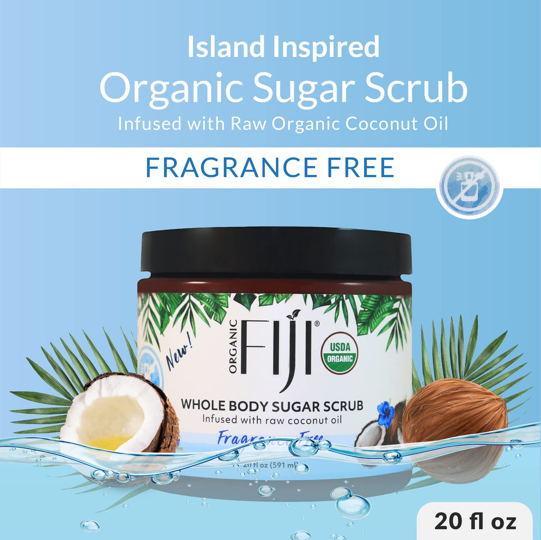 Organic Fiji Sugar Polish, White, Fragrance Free, 20 Ounce