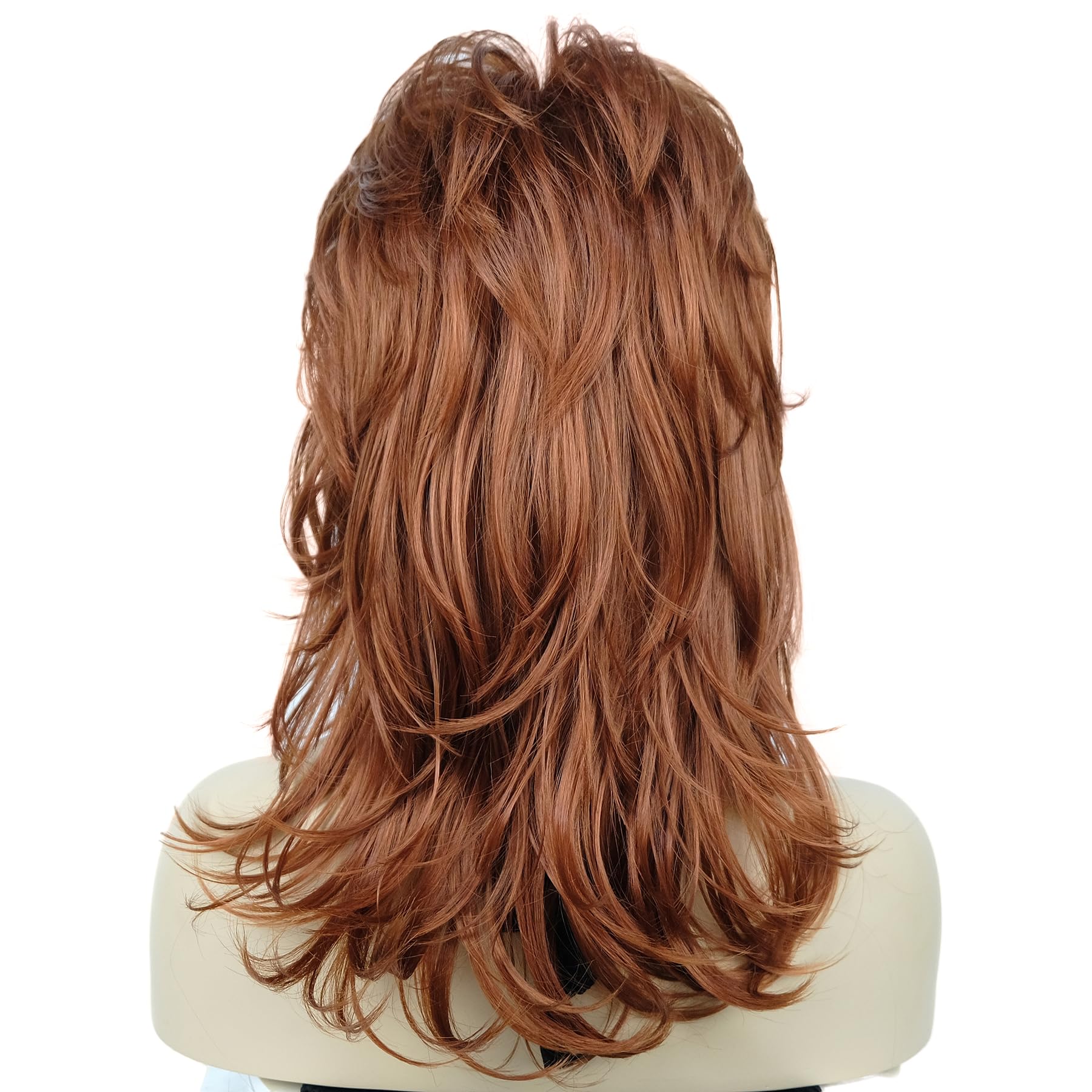 Lydell Long Soft Shaggy Layered Classic Cap Full Synthetic Wigs (130 Copper Red)