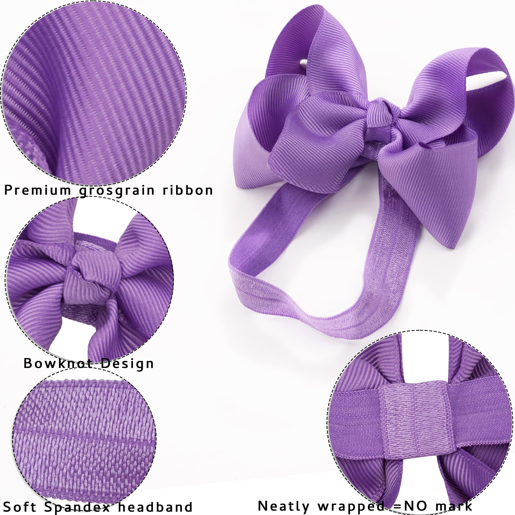 CÉLLOT Baby Girls Headbands Grosgrain Ribbon 4.5 Hair Bows Headband Big Bow Hair Bands for Toddler Pack of 20