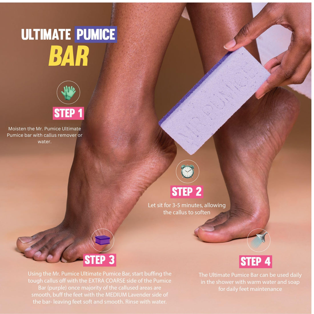 Mr. Pumice Ultimate Pumi Bar 2 in 1 (Coarse/Medium), Lavender/Purple, 1 piece