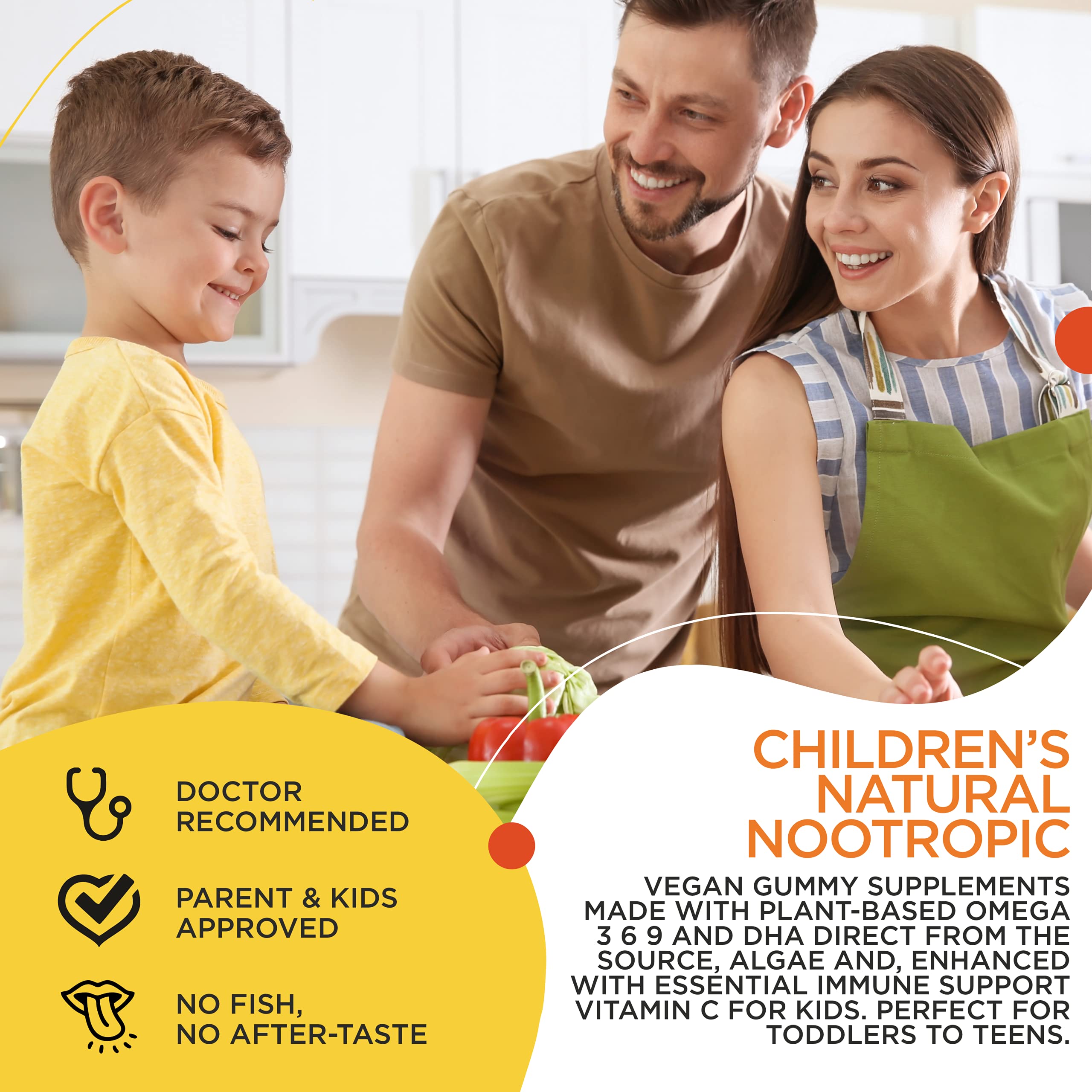 RUWAA NUTRITION Omega 3, DHA, Plant-Based 3 6 9 + Vitamin C: Immune Support, Heart, Brain, Eye & Joint Supplement, Vegetarian, Gluten Free, Non-GMO, 90 Gummies (1)