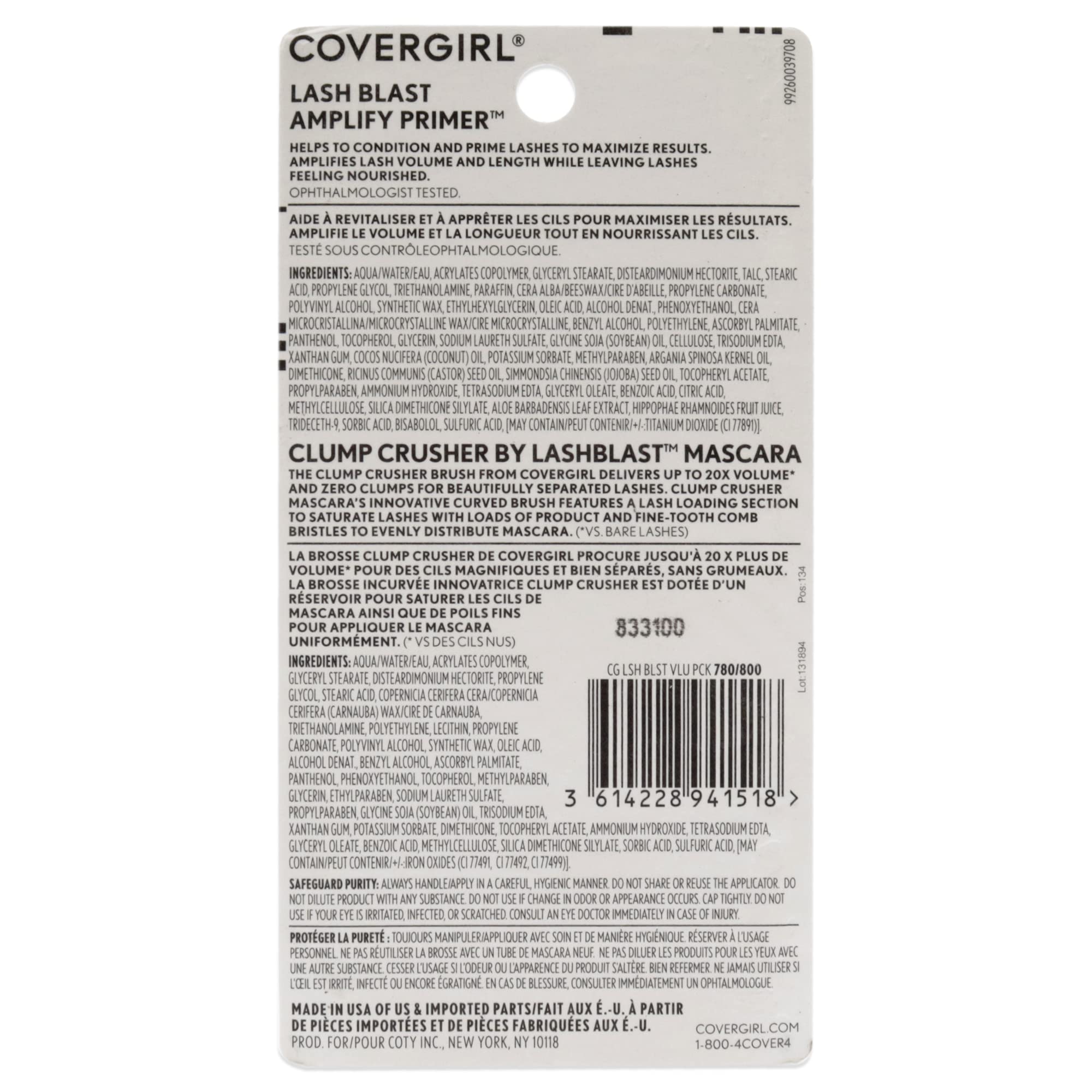 COVERGIRL Clump Crusher Mascara & COVERGIRL Lash Blast Amplify Eyelash Primer Pack