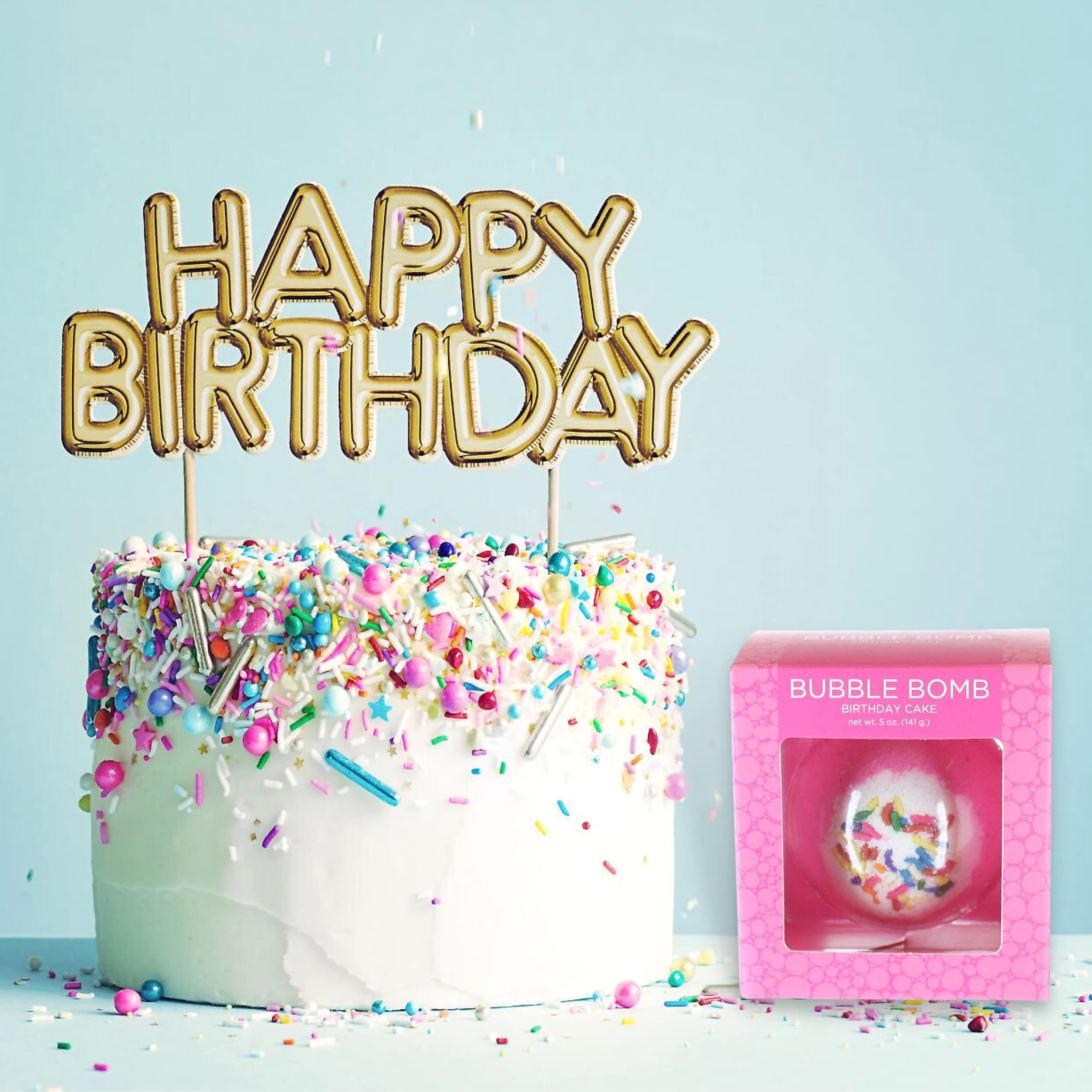 Birthday Cake Bubble Bath Bomb In Gift Box - Large Lush Pink Cupcake Bath Fizzy By Two Sisters Spa - Homemade By Moms In The Usa - Relaxing, Moisturizing, Fun Gift For All Ages