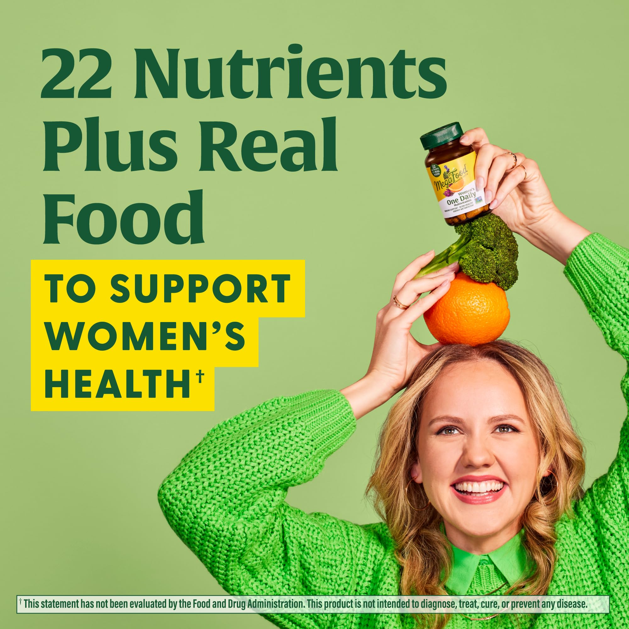 MegaFood Womens Multivitamin One Daily - Multivitamin for Women - Vitamin C, Vitamin D, Iron & B Vitamins - Bone, Energy Metabolism & Immune Support - Vegetarian, GlutenFree - 90 Tablets, 90 Servings