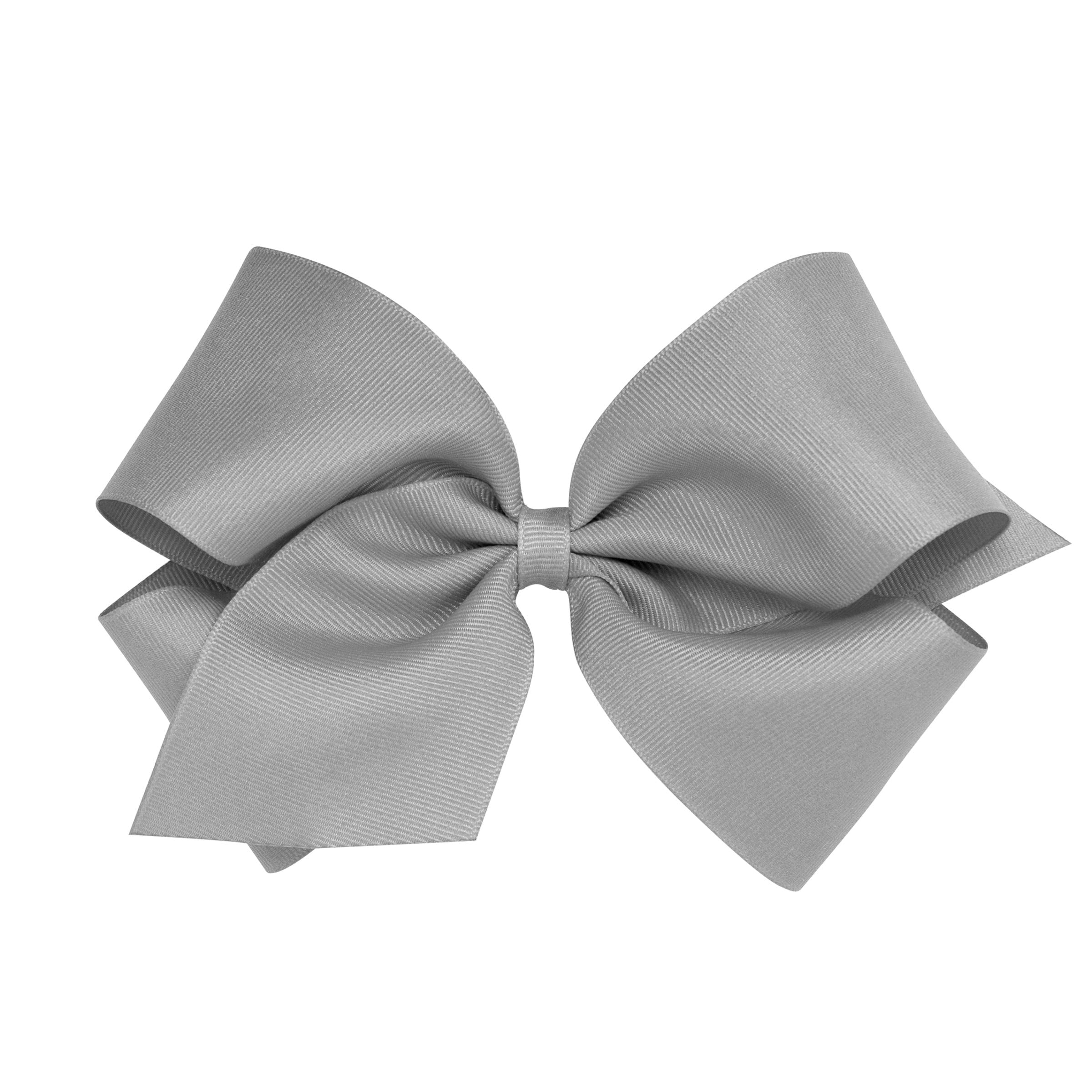 Wee Ones Girls' Classic Grosgrain Hair Bows on a WeeStay No-Slip Hair Clip, Handmade, King, Gray