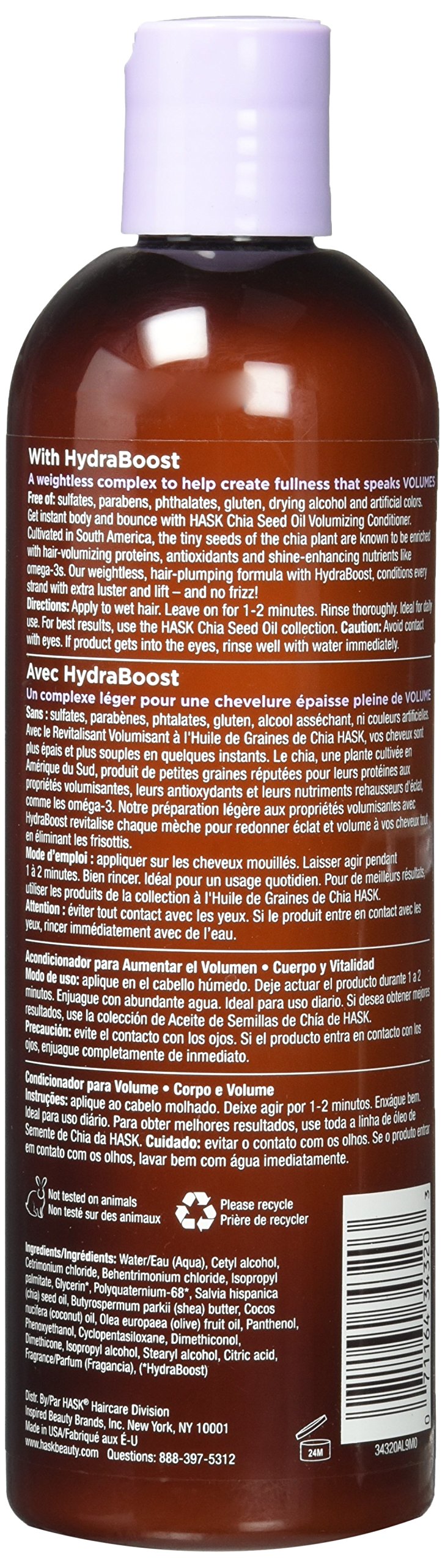 Hask Volumizing Conditioner, Chia Seed, 12 Ounce