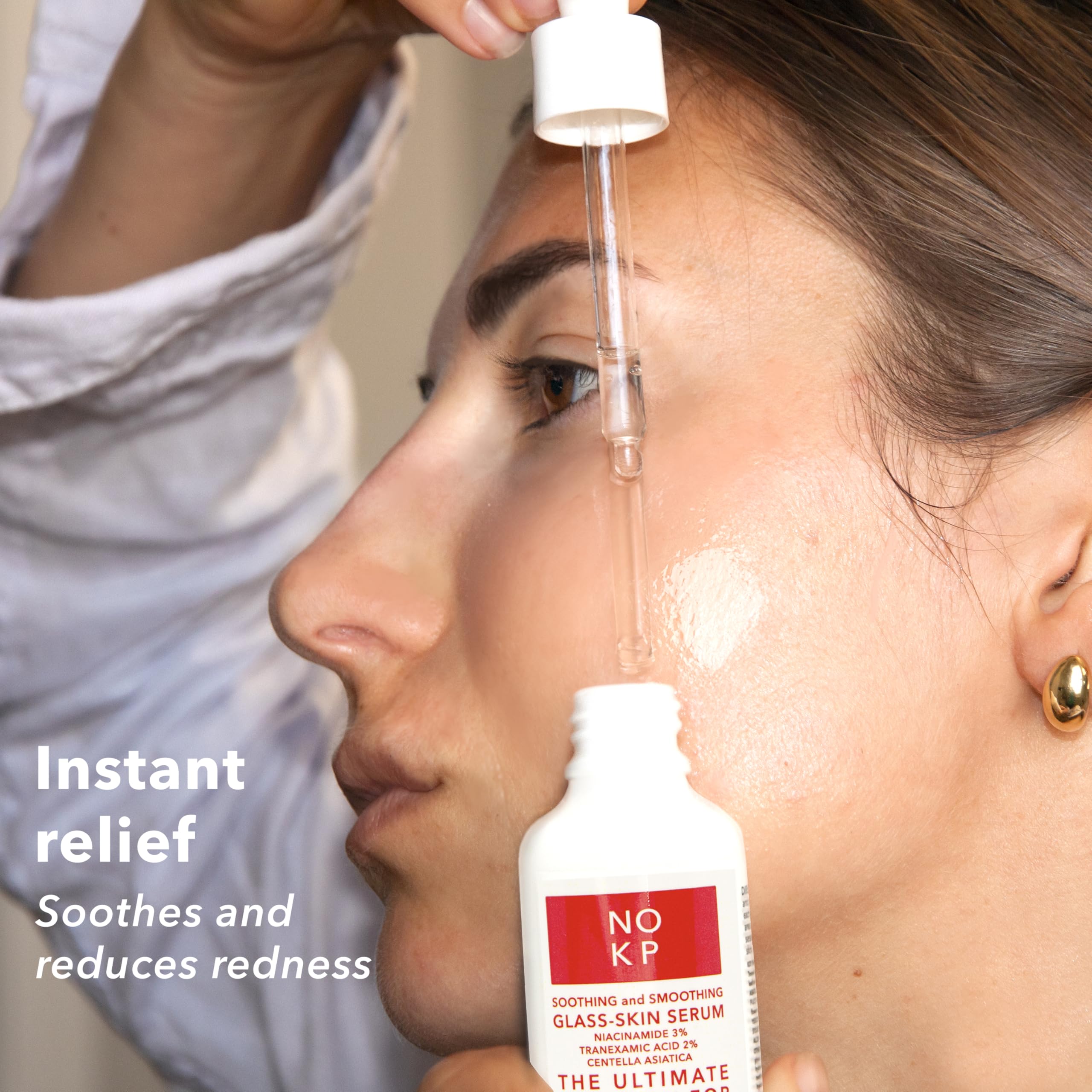 No KP Glass skin anti-redness soothing and smoothing serum for glowy skin, Calming Serum for Face and Body, Relieves skin redness and Rosacea with Centella Asiatica (Tiger grass), aloe, panthenol