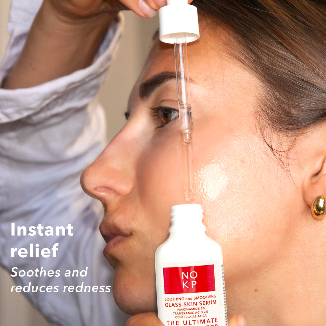 No KP Glass skin anti-redness soothing and smoothing serum for glowy skin, Calming Serum for Face and Body, Relieves skin redness and Rosacea with Centella Asiatica (Tiger grass), aloe, panthenol