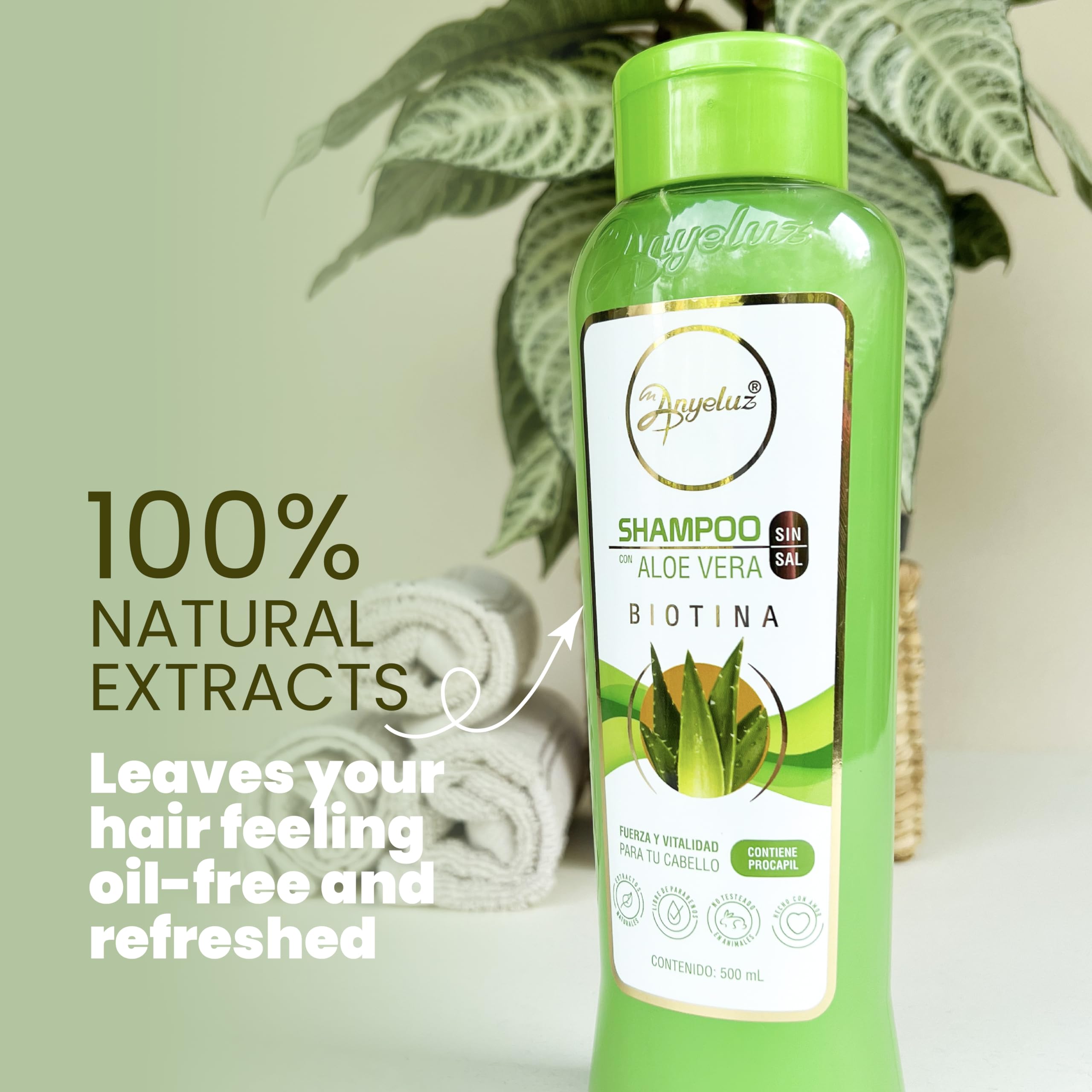 ANYELUZ Aloe Vera Shampoo, Deep Cleansing for Greasy Hair and Scalp Cleanser, Provides Strength and Vitality to your Hair, Salt and Paraben Free