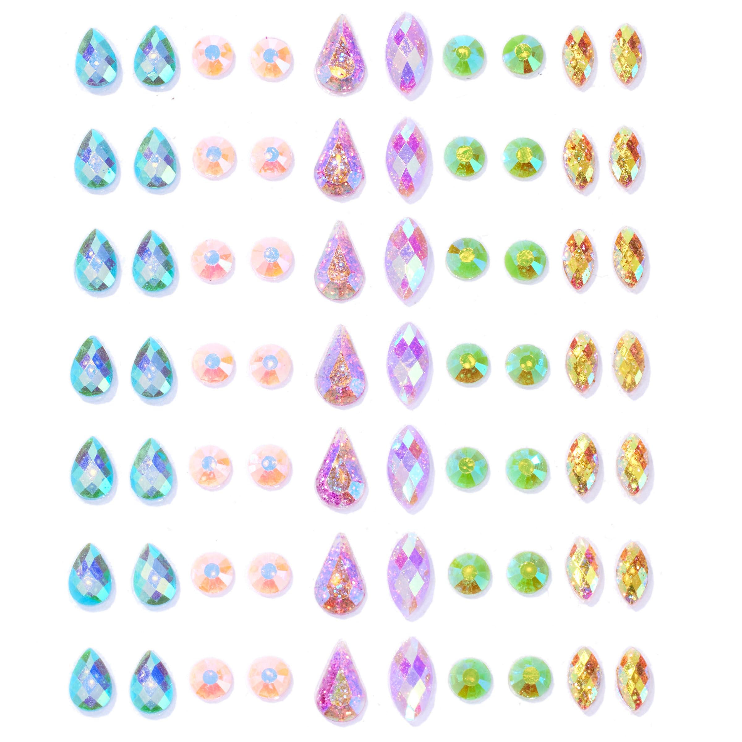 ColourPop Winx Club Face Jewels Sticker Sheet - Individual Reusable Rhinestones for Face and Body - Self-Adhesive and Easily Removable - Includes Blue, Pink, Purple, Green & Orange Crystals (1 Count)