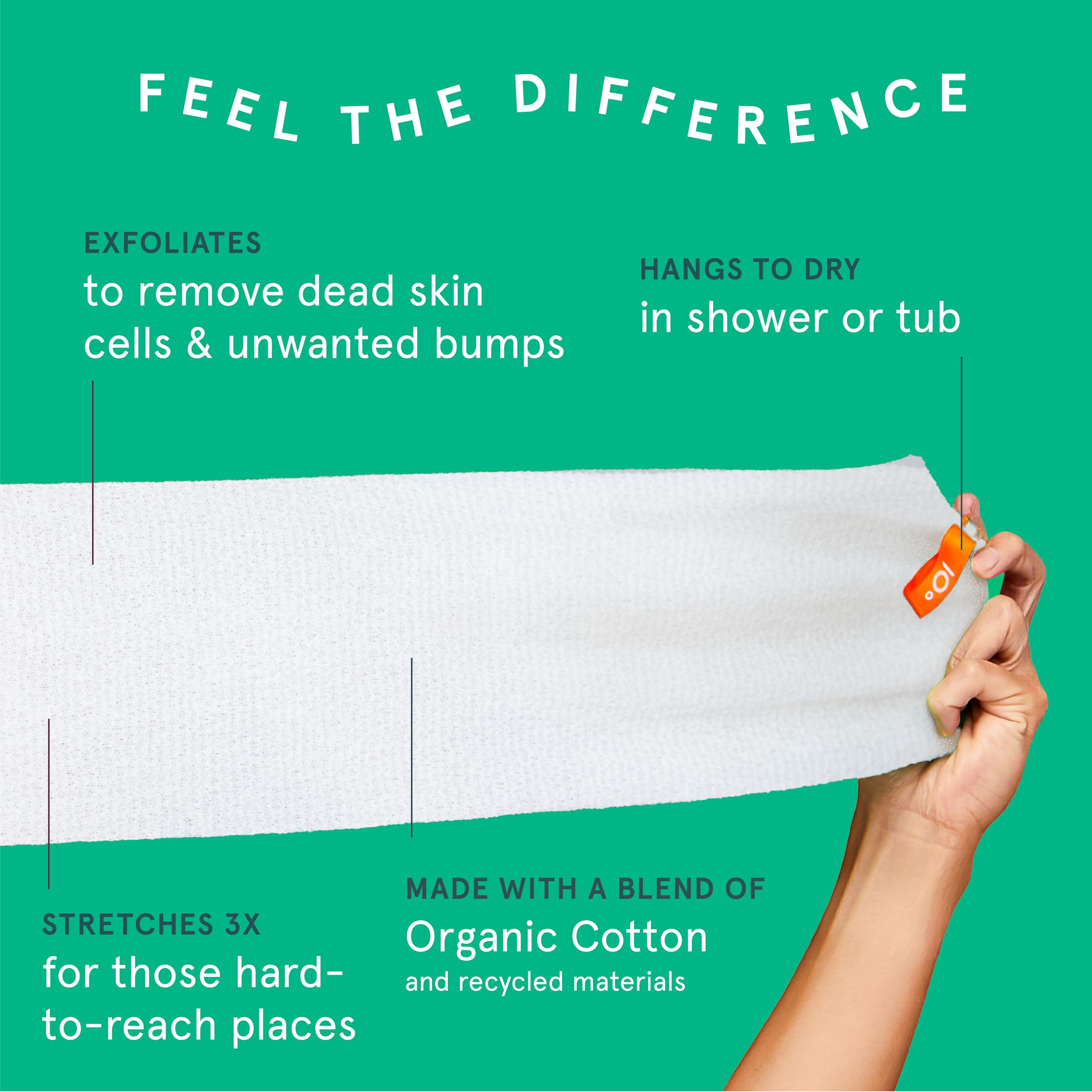 Cleanlogic Sustainable Organic Cotton Exfoliating Stretch Washcloth, Natural, 3 Count