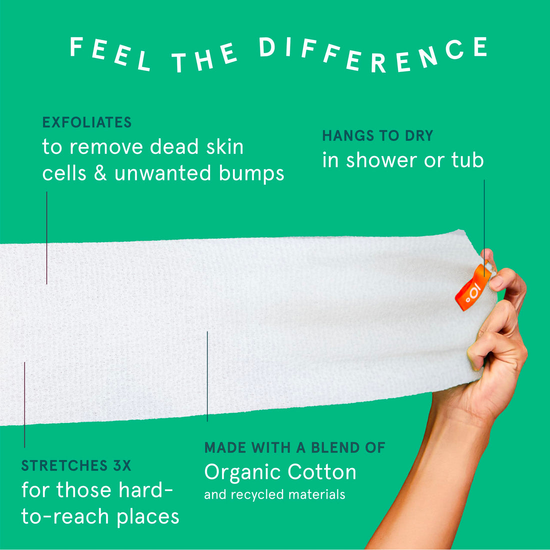 Cleanlogic Sustainable Organic Cotton Exfoliating Stretch Washcloth, Natural, 3 Count