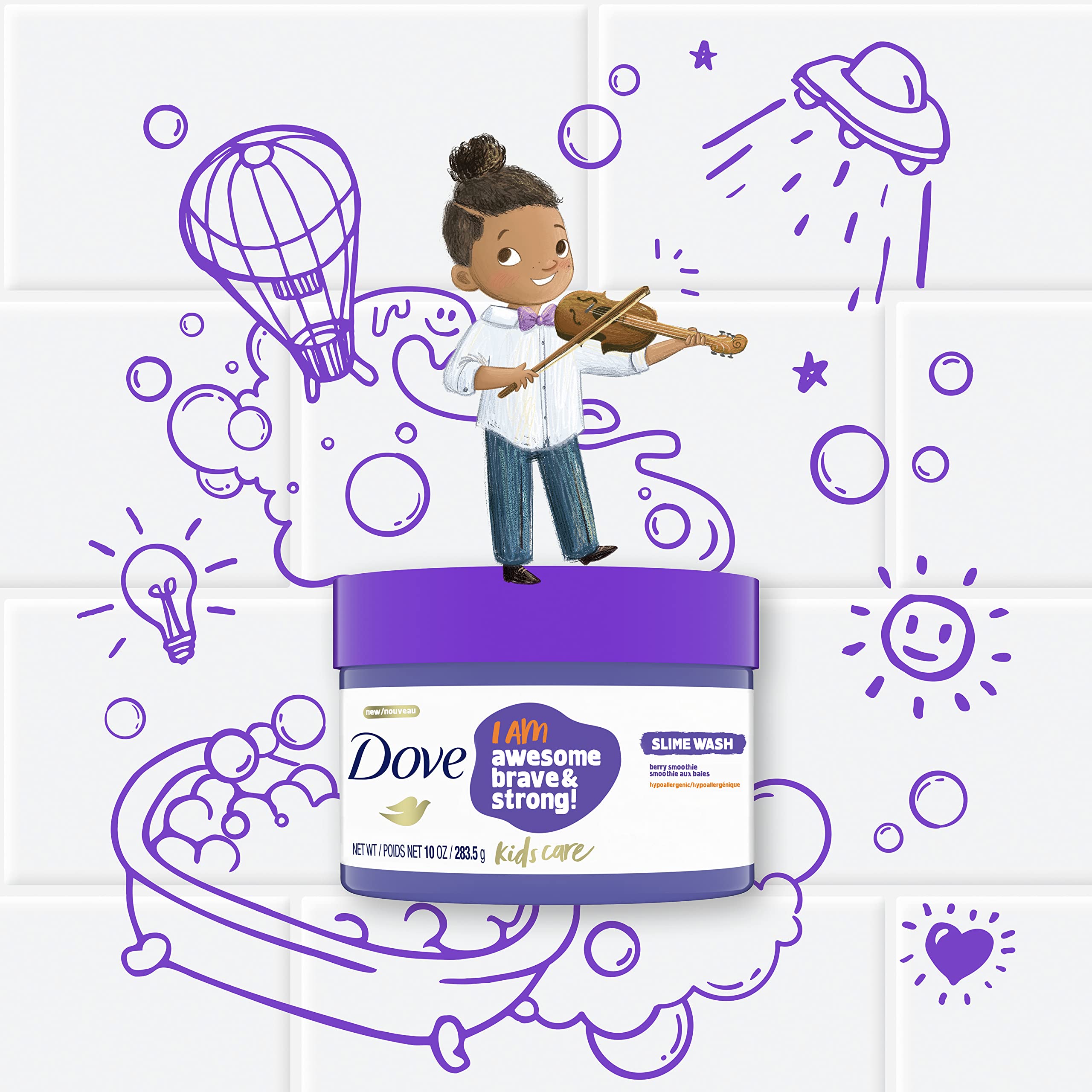 Dove Kids Care Slime Body Wash For Kids Berry Smoothie Hypoallergenic Skin Care 10 oz