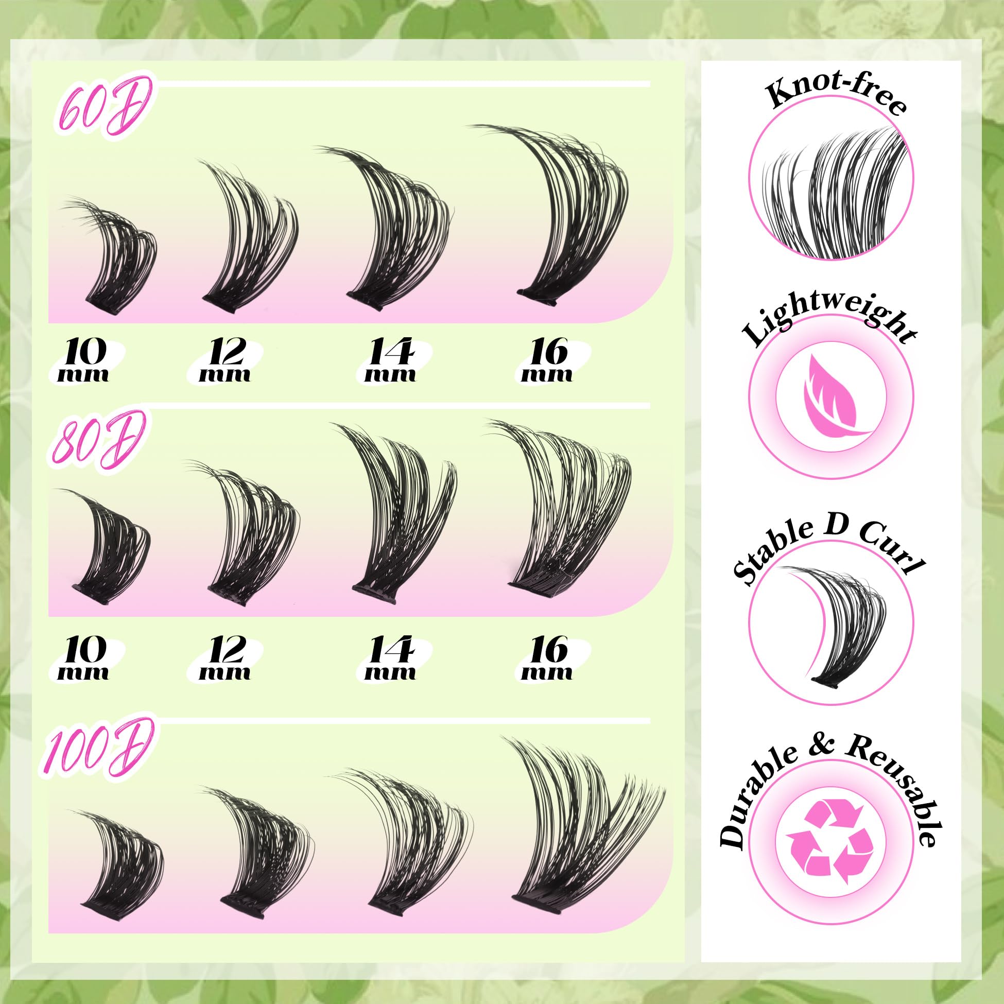D-Curly Cluster Eyelash Extensions 480Pcs Volume Lash Extensions DIY Eyelash Extensions for Beginners Wispy Eyelash Clusters Natural Full Thick Individual Lashes Clusters (60D 80D 100D Mixed, 10-16MM)