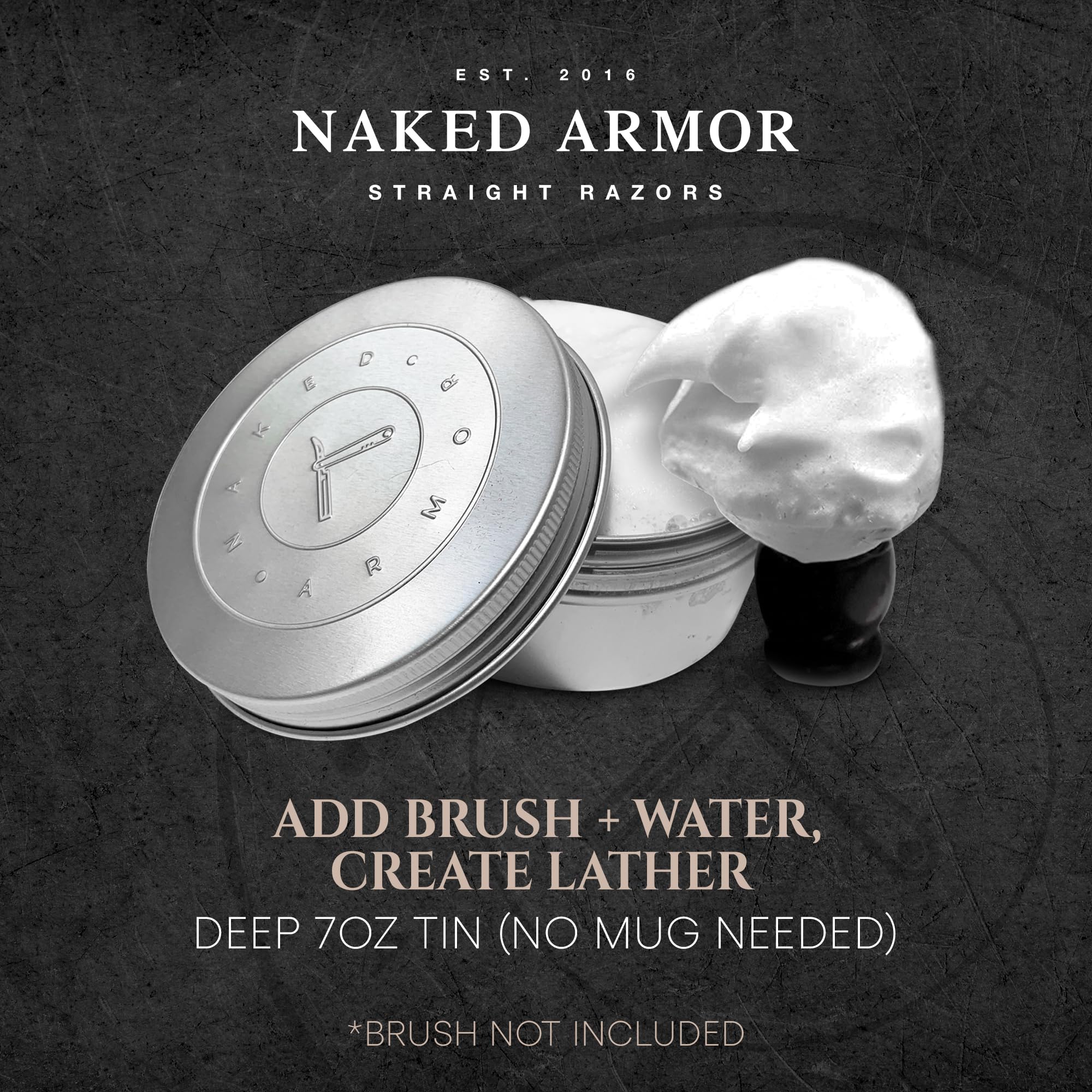 Handmade Natural Organic Shaving Soap - Large Tin 7oz, Creates Rich Creamy Lather. Made With Olive Oil, Coconut Oil, Palm Oil, Shea Butter, Beeswax for Dry Sensitive Skin. Mens Shave Soap Hydrates