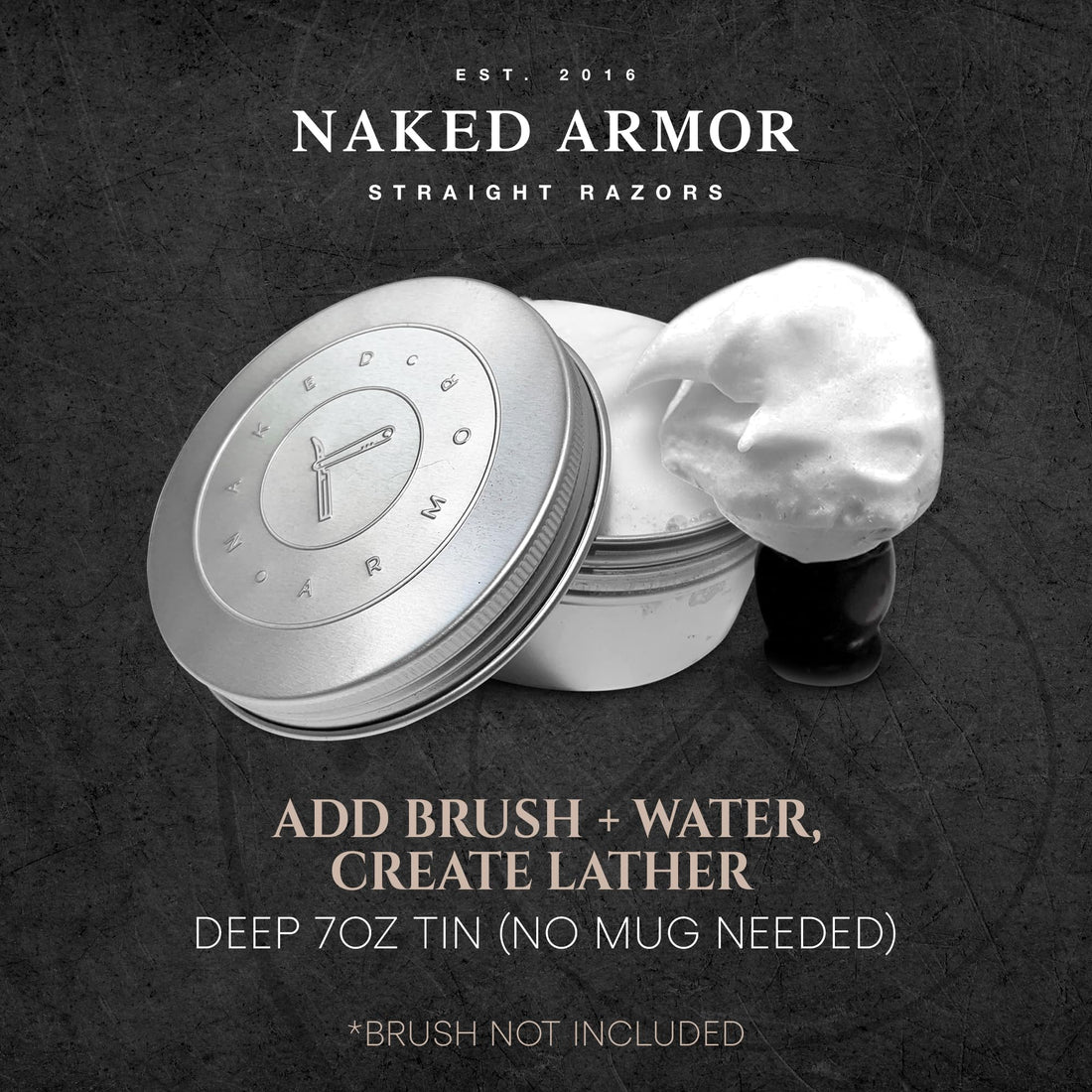 Handmade Natural Organic Shaving Soap - Large Tin 7oz, Creates Rich Creamy Lather. Made With Olive Oil, Coconut Oil, Palm Oil, Shea Butter, Beeswax for Dry Sensitive Skin. Mens Shave Soap Hydrates