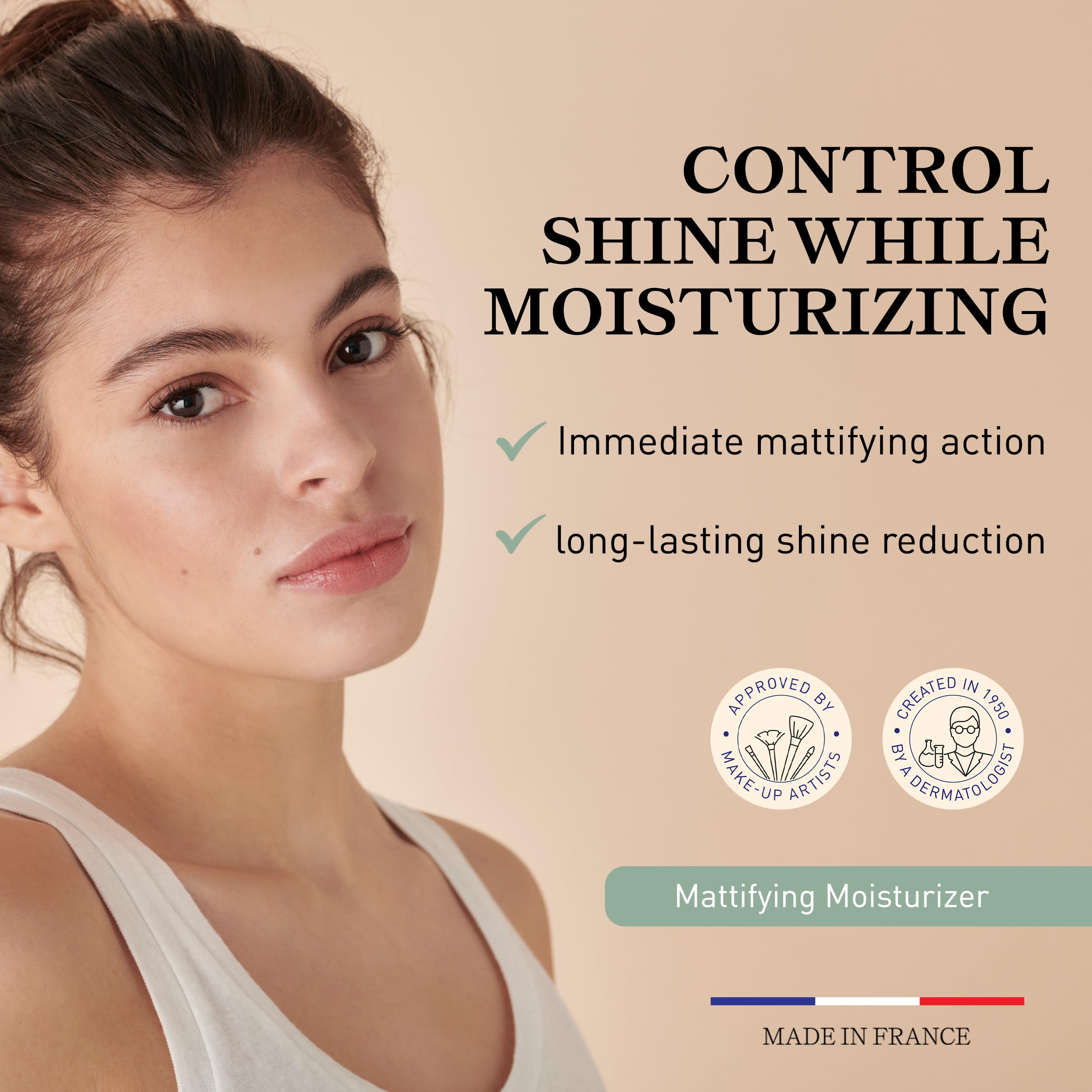 Embryolisse Mattifying Moisturizer, Oil-Control Face Cream with Organic Turmeric Extract. Lightweight Hydration, Non-Comedogenic for Oily & Combination Skin, 1.69 fl oz