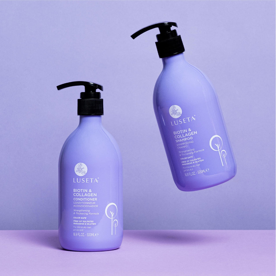 Luseta Biotin & Collagen Shampoo & Conditioner Set 2 x 16.9oz - Thickening for Hair Loss & Fast Hair Growth - Infused with Argan Oil to Repair Damaged Dry Hair - Sulfate Free Paraben Free