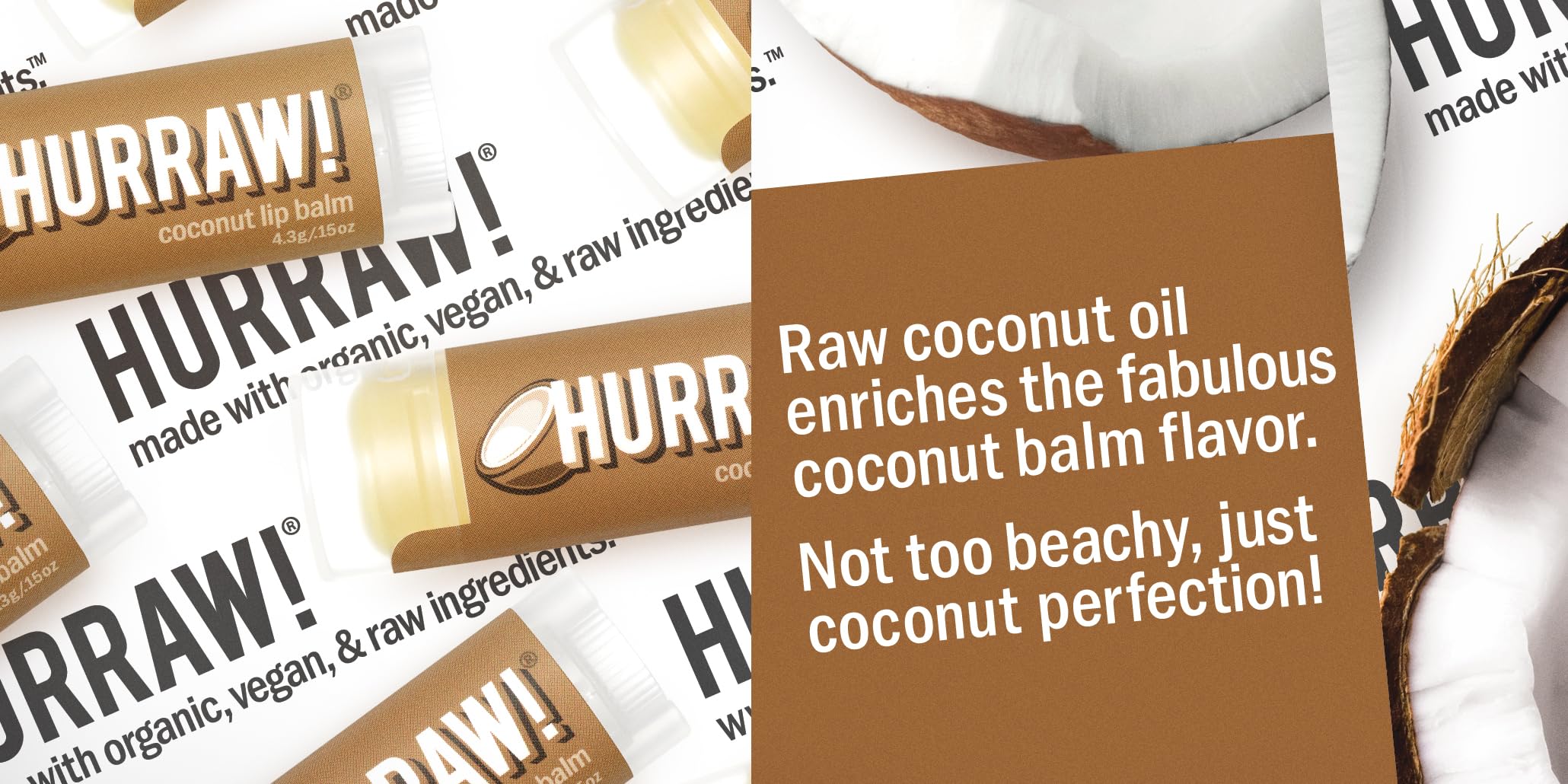 Hurraw! Coconut Lip Balm, 2 Pack: Organic, Certified Vegan, Cruelty and Gluten Free. Non-GMO, 100% Natural Ingredients. Bee, Shea, Soy and Palm Free. Made in USA