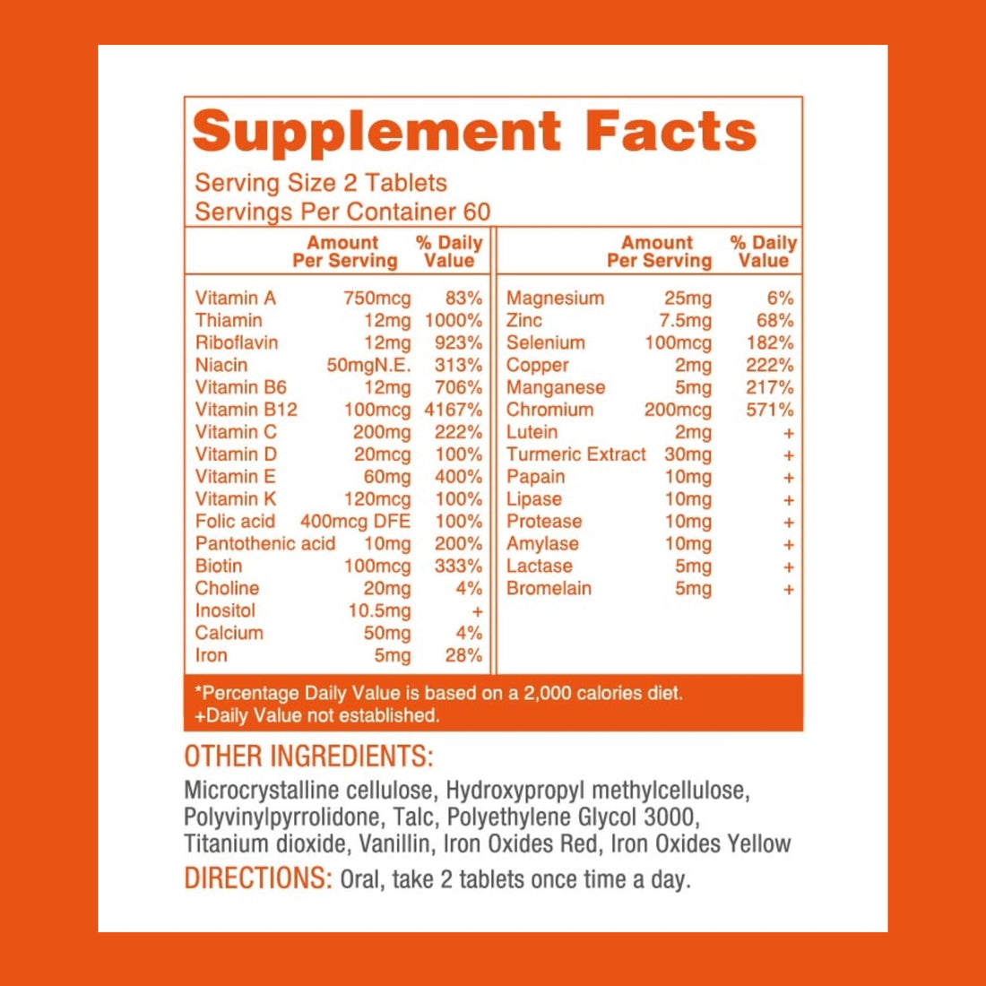 Lovita Premium Multivitamin for Adults 30+ with Enzymes, Turmeric & Comprehensive Nutrient Support - 120 Vegetarian Tablets