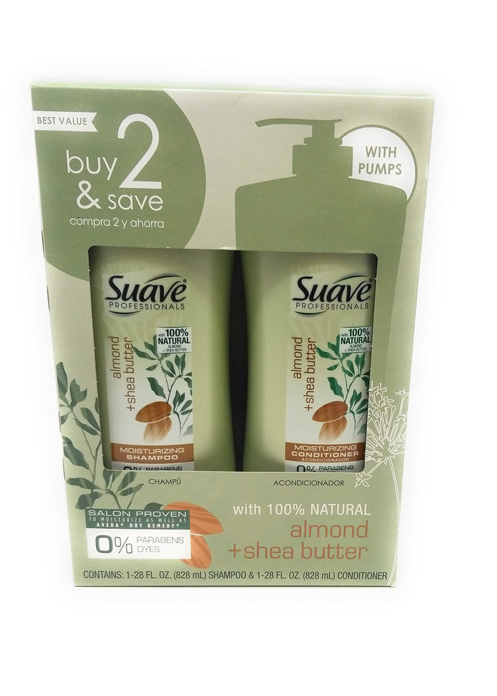 Suave Professionals Shampoo and Conditioner, Almond and Shea Butter, 28 Ounce