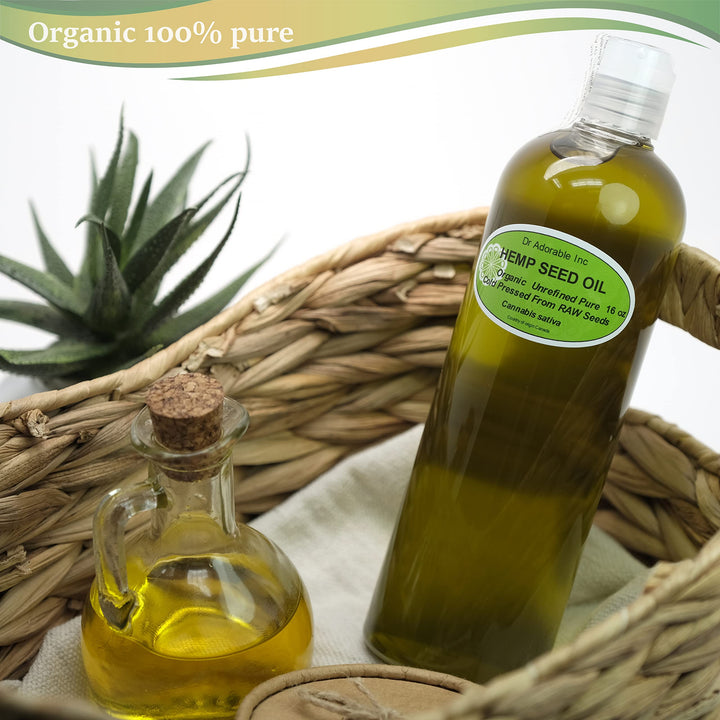 Dr Adorable - 16 oz - Hemp Seed Oil UNREFINED - 100% Pure Natural Cold Pressed Organic