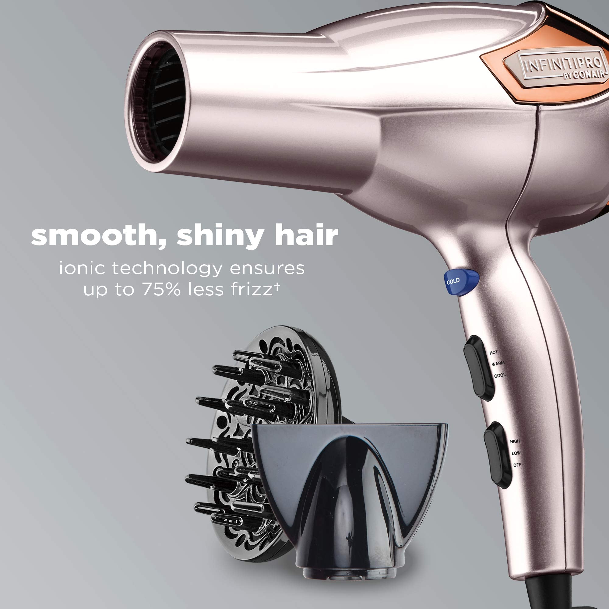 Infiniti Pro by Conair 1875 Watt Lightweight AC Motor Styling Tool / Hair Dryer; Rose Gold