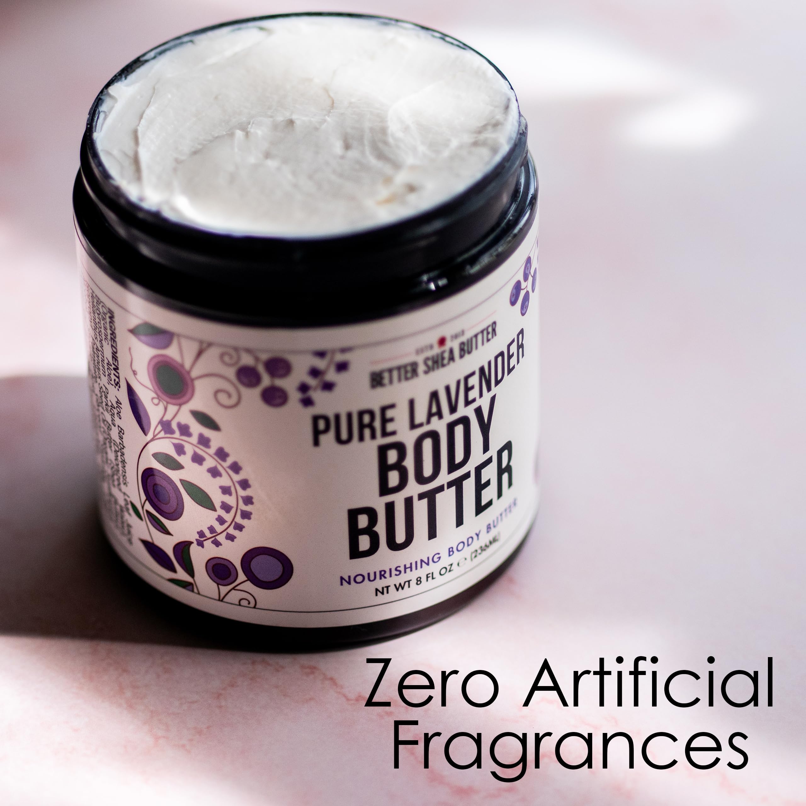 Lavender Body Butter with Shea Butter, Jojoba & Lavender Essential Oil - Natural Lotion for Women, Non-Greasy Moisturizer for Dry Skin, Whipped Body Cream