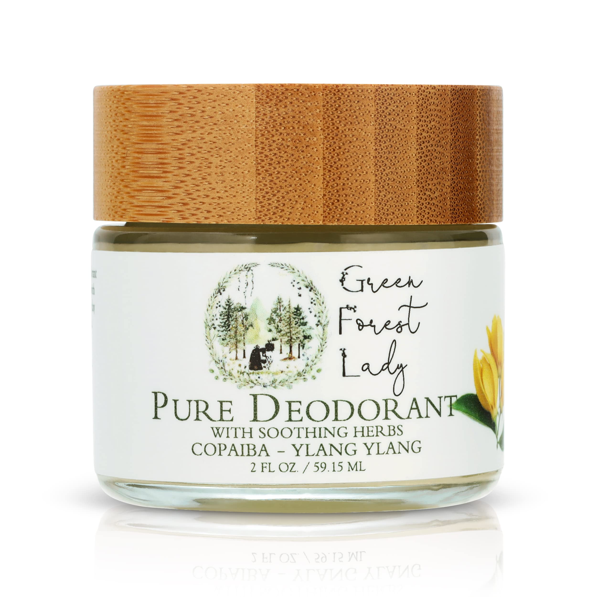 Green Forest Lady - Pure, Organic Deodorant for Women and Men, Aluminum-Free Deodorant, Paraben-Free, Vegan, Copaiba, Ylang Ylang, Natural, Stay Fresh All Day - 2 FL OZ/59.15 ML