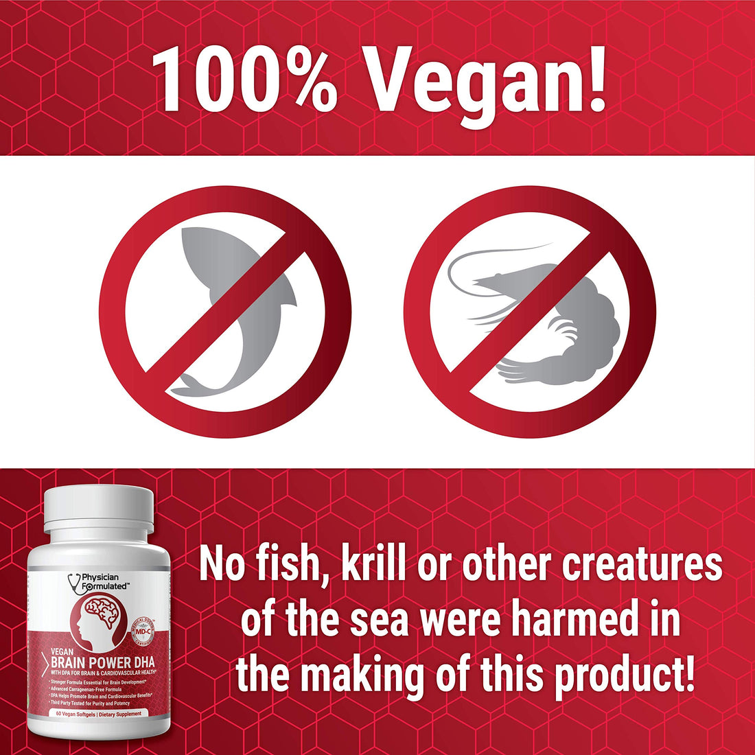 Physician Formulated Vegan DHA for Brain and Prenatal 100% Algae Based Omega 3 Essential Fatty Acids with NO Carrageenan, NO Vegetable Oil Plus 2500mcg Astaxanthin