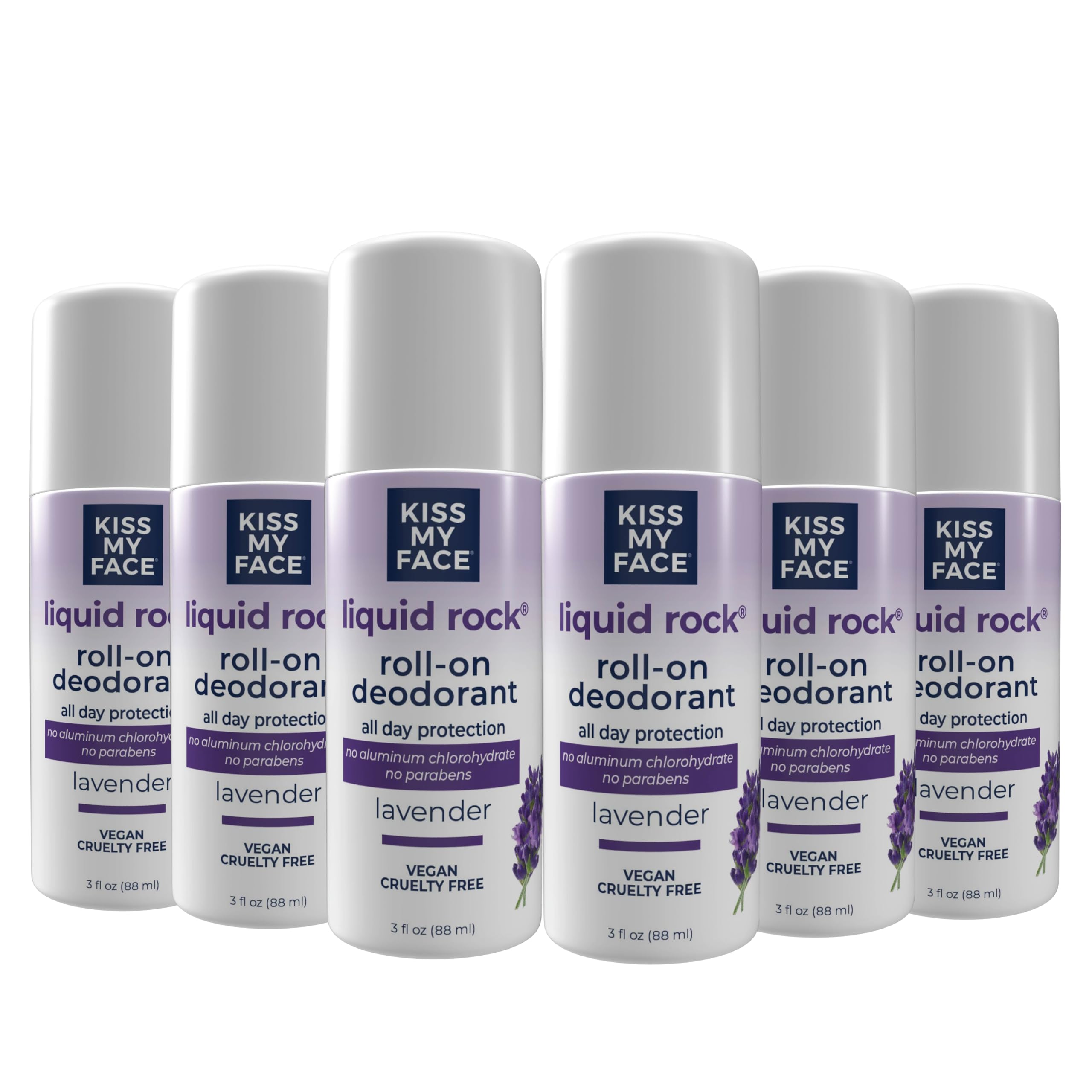 Kiss My Face Liquid Rock Aluminum Chlorohydrate Free Roll-on Deodorant, Lavender, 3 Ounce (Pack of 6)
