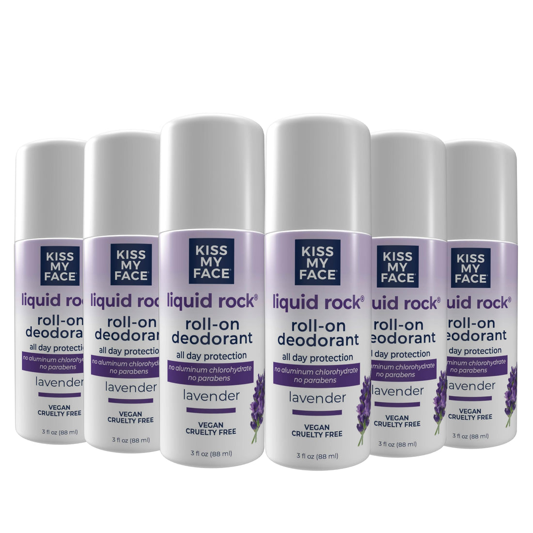 Kiss My Face Liquid Rock Aluminum Chlorohydrate Free Roll-on Deodorant, Lavender, 3 Ounce (Pack of 6)