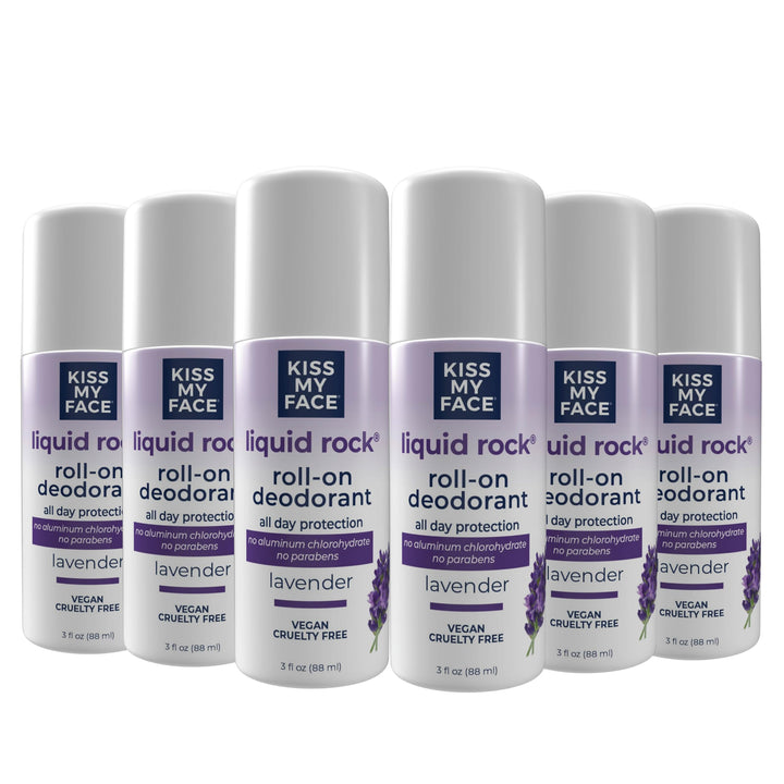 Kiss My Face Liquid Rock Aluminum Chlorohydrate Free Roll-on Deodorant, Lavender, 3 Ounce (Pack of 6)
