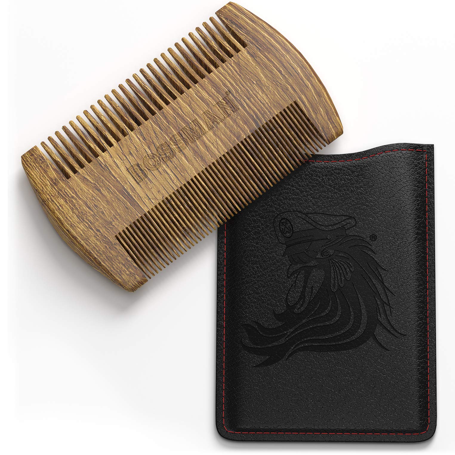 BOSSMAN POCKET SIZE SANDALWOOD COMB & PROTECTIVE CASE