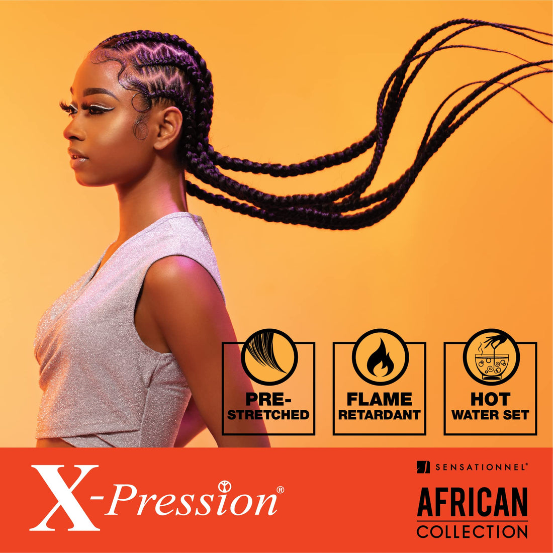 Sensationnel X-pression prestretched braiding hair - 6x braid 58 inch all kanekalon flame retardant synthetic braid for box braids and twists (2 DARKBROWN)