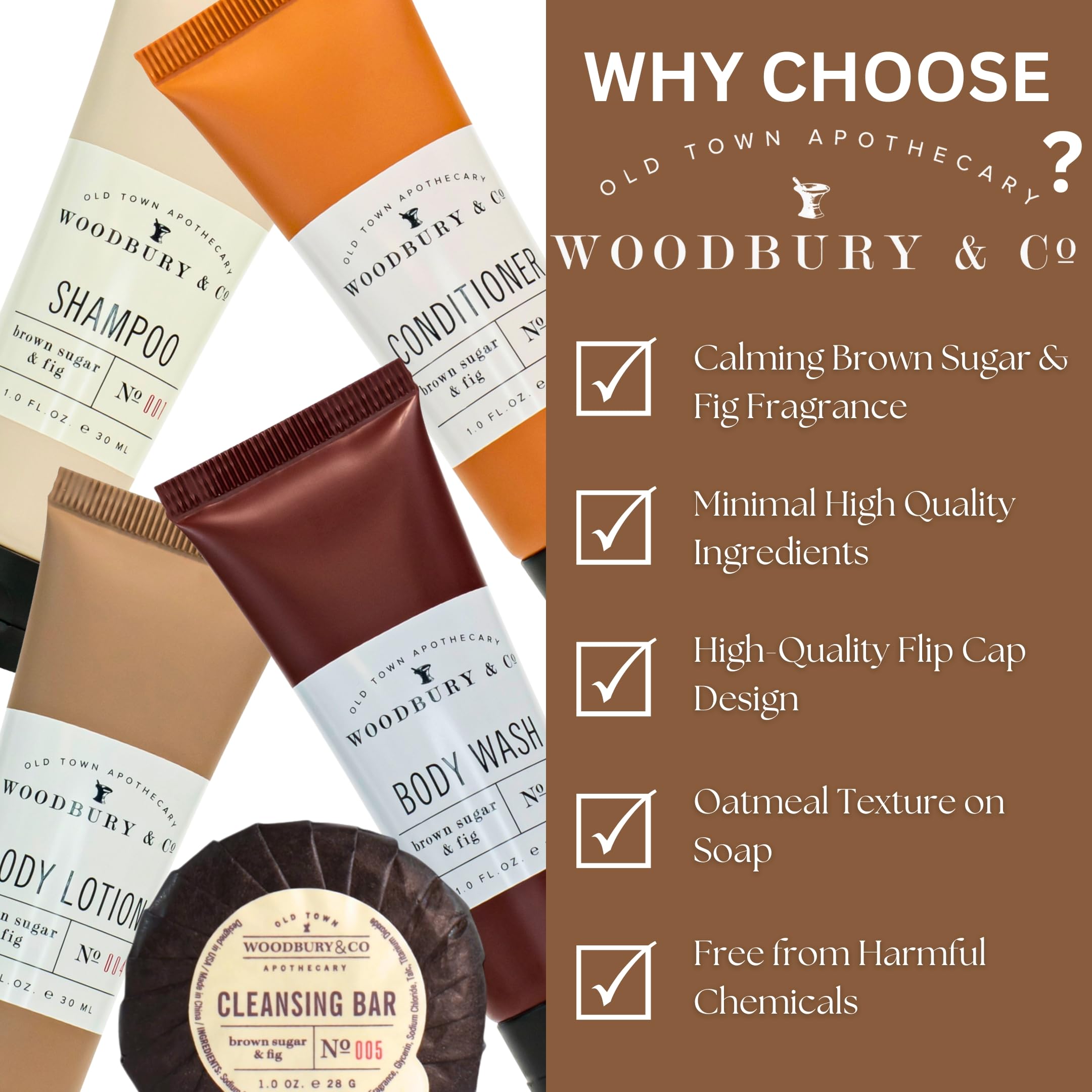 WOODBURY & CO Hotel Soap & Bulk Toiletries (150 PK, 1.7 oz each),Airbnb Essentials for Hosts & Guests Shampoo & Conditioner Supplies,Guest,Hotel Toiletries Bulk Set,Mini Travel Size Toiletries,Air BnB