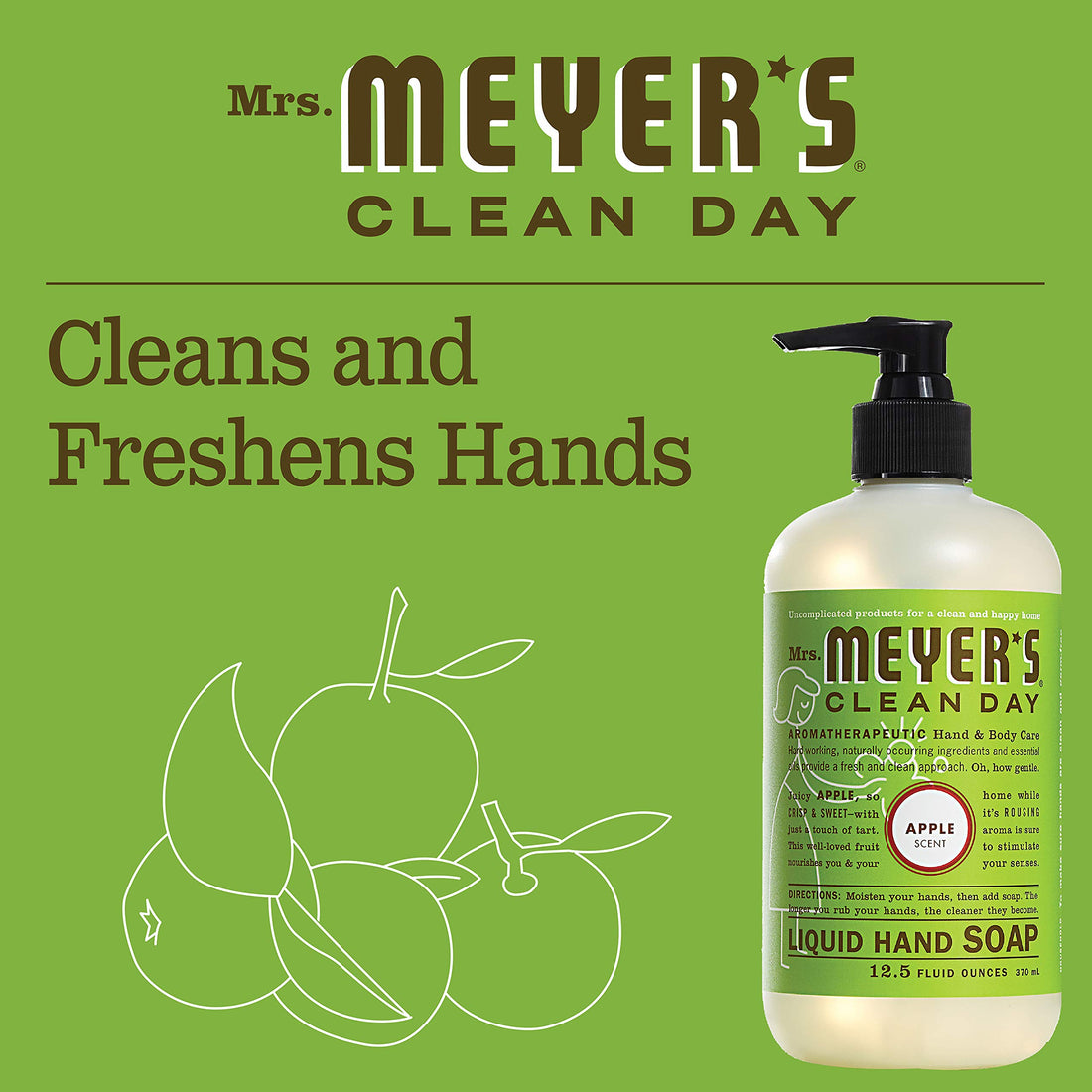 Mrs. Meyer's Clean Day Liquid Hand Soap, Apple, 12.5 Fluid Ounce