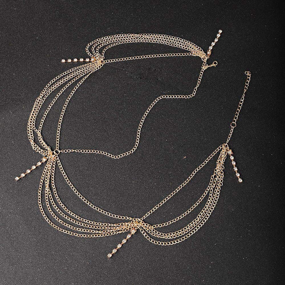 Deniferymakeup Gold Rhinestone Wedding Bridal Prom Bohemian Boho Grecian Head Chain Hair Jewelry Head Piece Bollywood Bride Glamorous