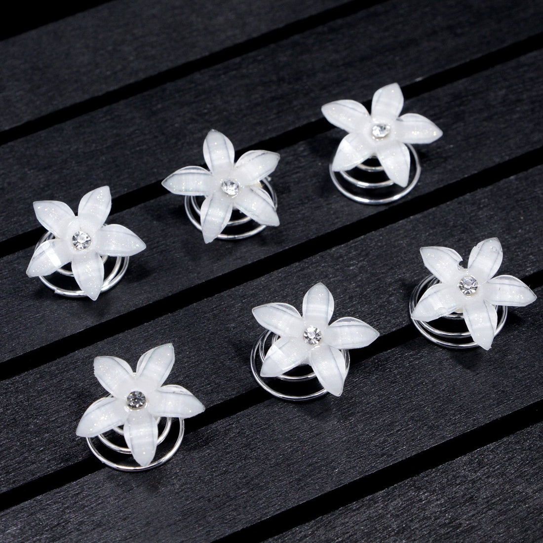 Fodattm A# : 24Pcs Rhinestones Crystal Spirals Hair Pin Clip Imitation Pearl Spin Pin Swirl Hair Twists Coils Hairpin Bun Stick Pick (A#)