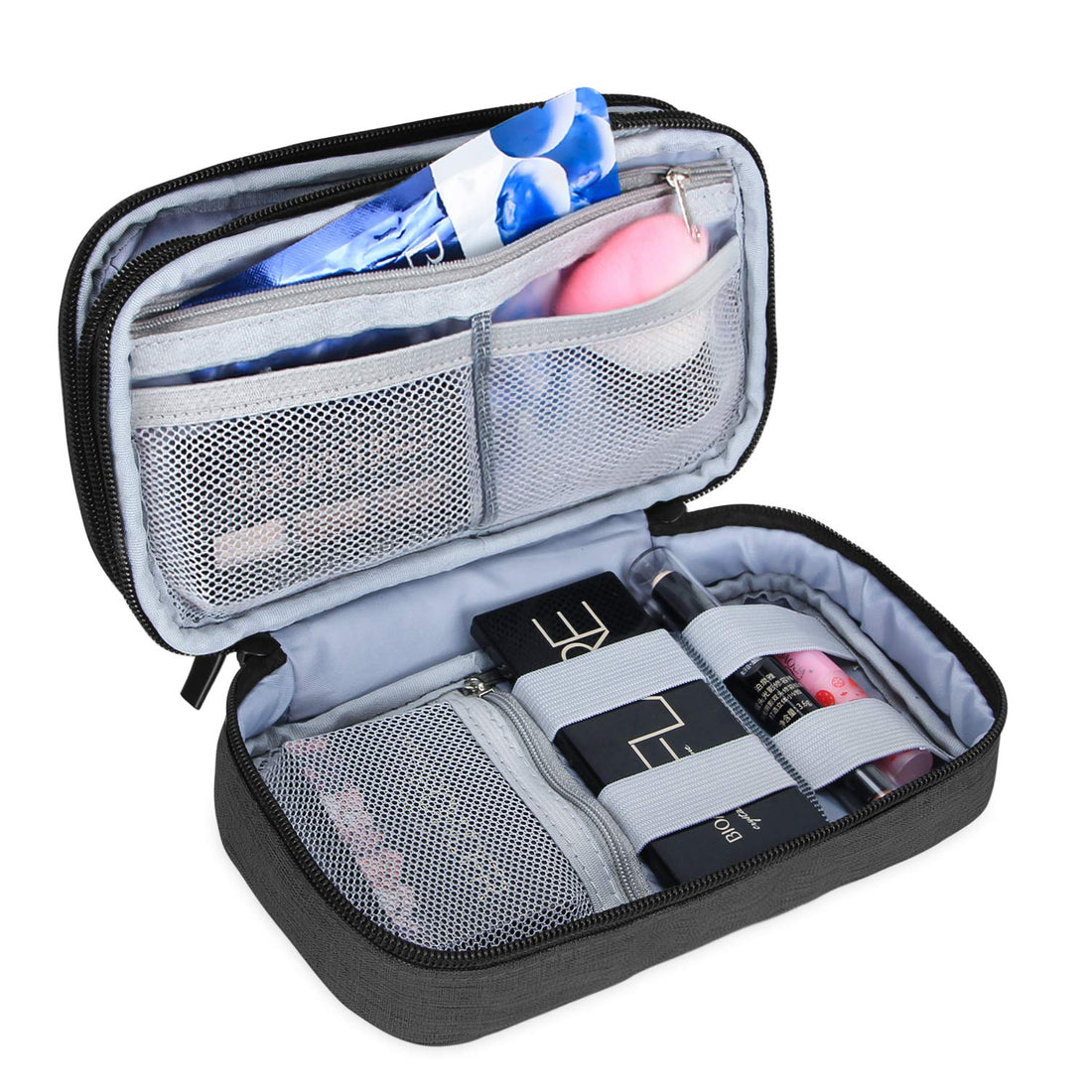 Teamoy Travel Makeup Brush Bag(up to 8.5), Professional Cosmetic Artist Organizer Case with Handle Strap for Makeup Brushes and Beauty Supplies-Small, Black (No Accessories Included)
