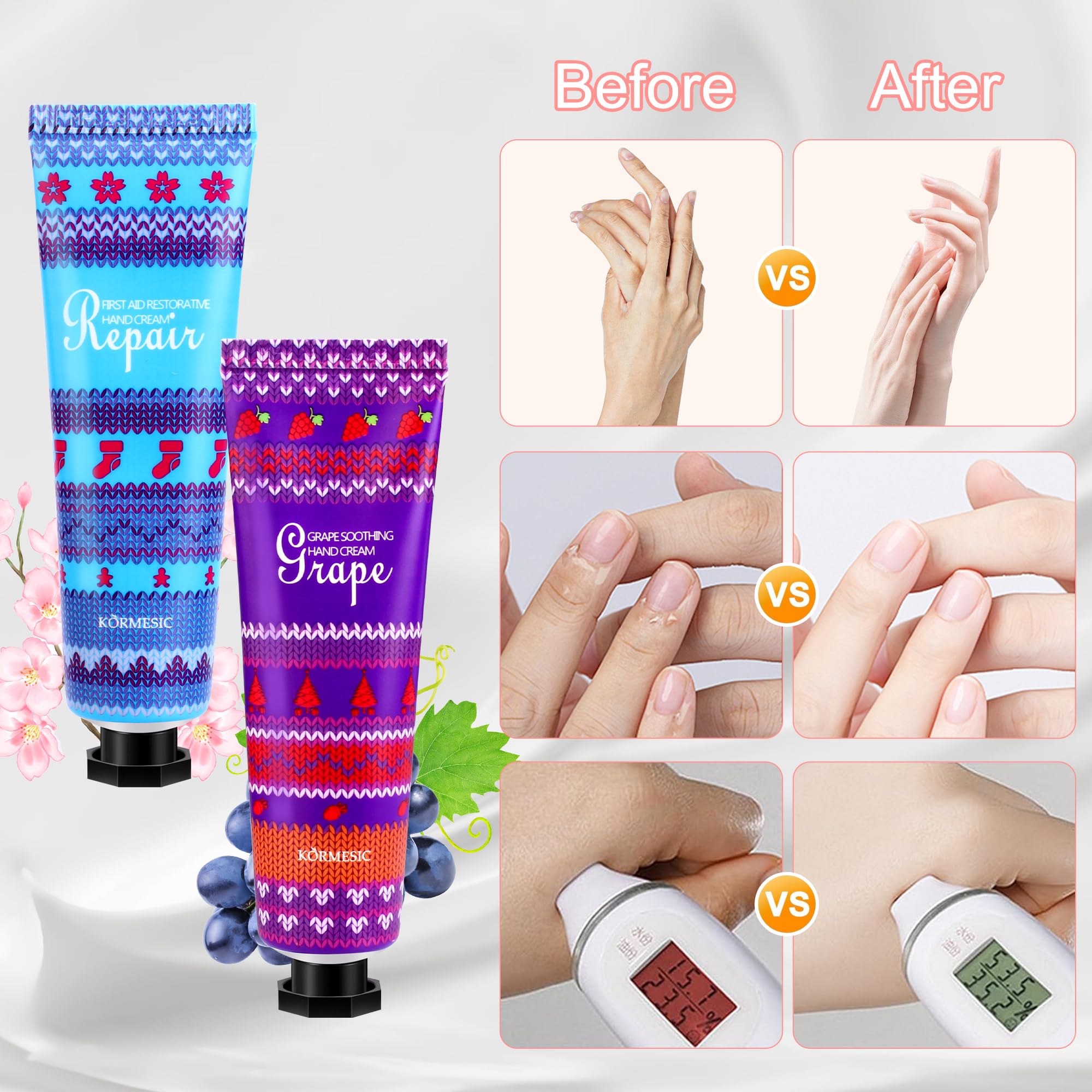 Furnizone Hand Cream Gifts for Women, 8 Pack Hand Lotion for Dry Cracked Hands, Travel Size Mini Hand Lotion with 2 Nail Care Oils, Mothers Day Gifts for Mom Valentines Day Bridesmaid Proposal