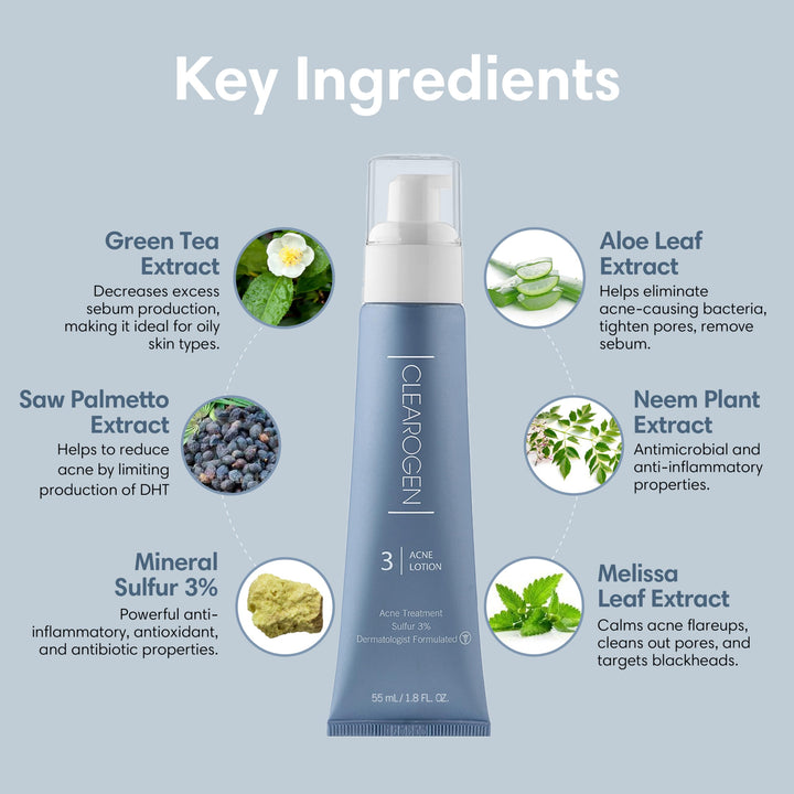 Clearogen Sulfur Acne Lotion Sensitive Skin, Fresh Botanical, 1.8 fl.oz.