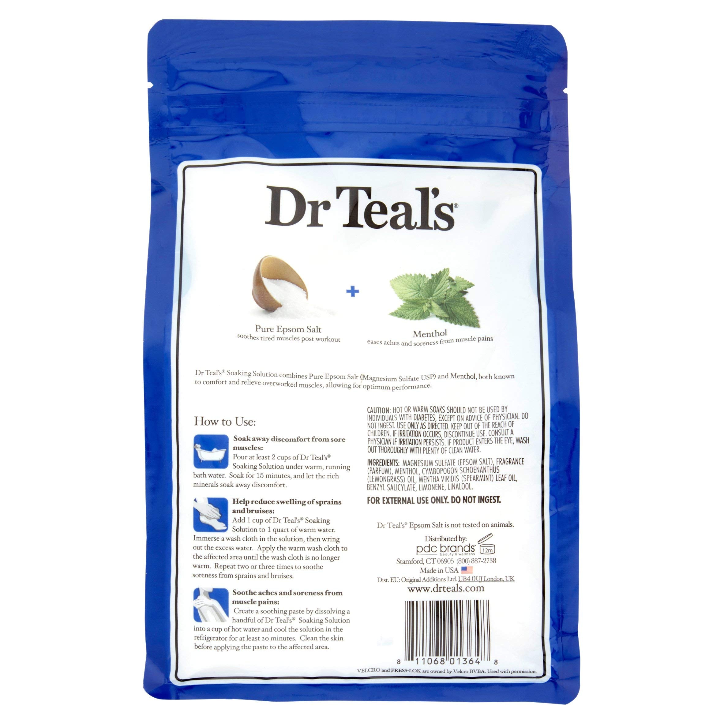 Dr Teal's Epsom Salt Bath Combo Pack (6 lbs Total), Relax & Relief with Eucalyptus & Spearmint, and Pre and Post Workout with Magnesium Sulfate and Menthol
