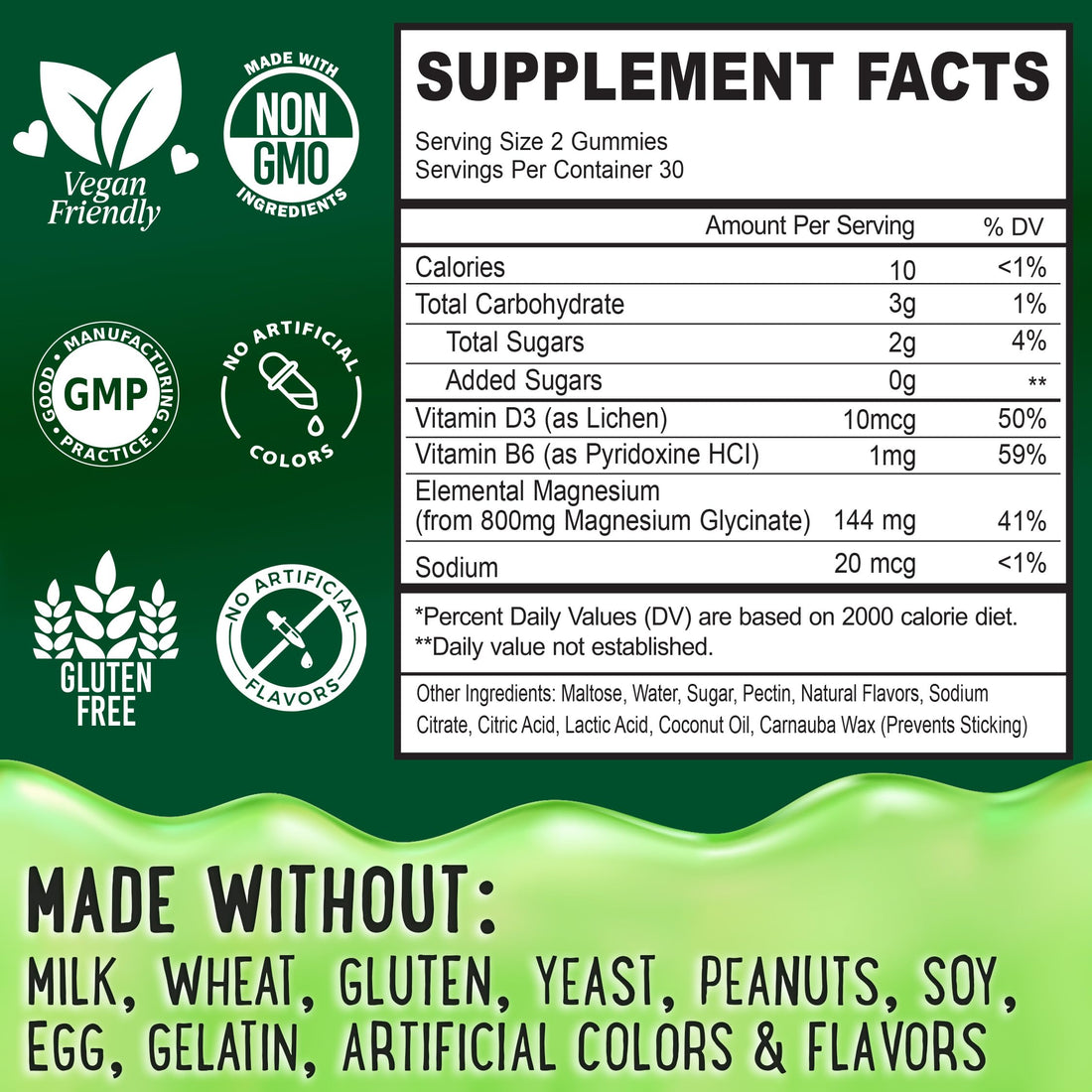 Center-Filler Magnesium Glycinate Gummies 400MG - High Absorption for Kids, Teens & Adults - Supplement for Sleep, Calm & Muscle Relaxation with B6 & D3 - Gluten Free & Vegan Friendly - 60 Count