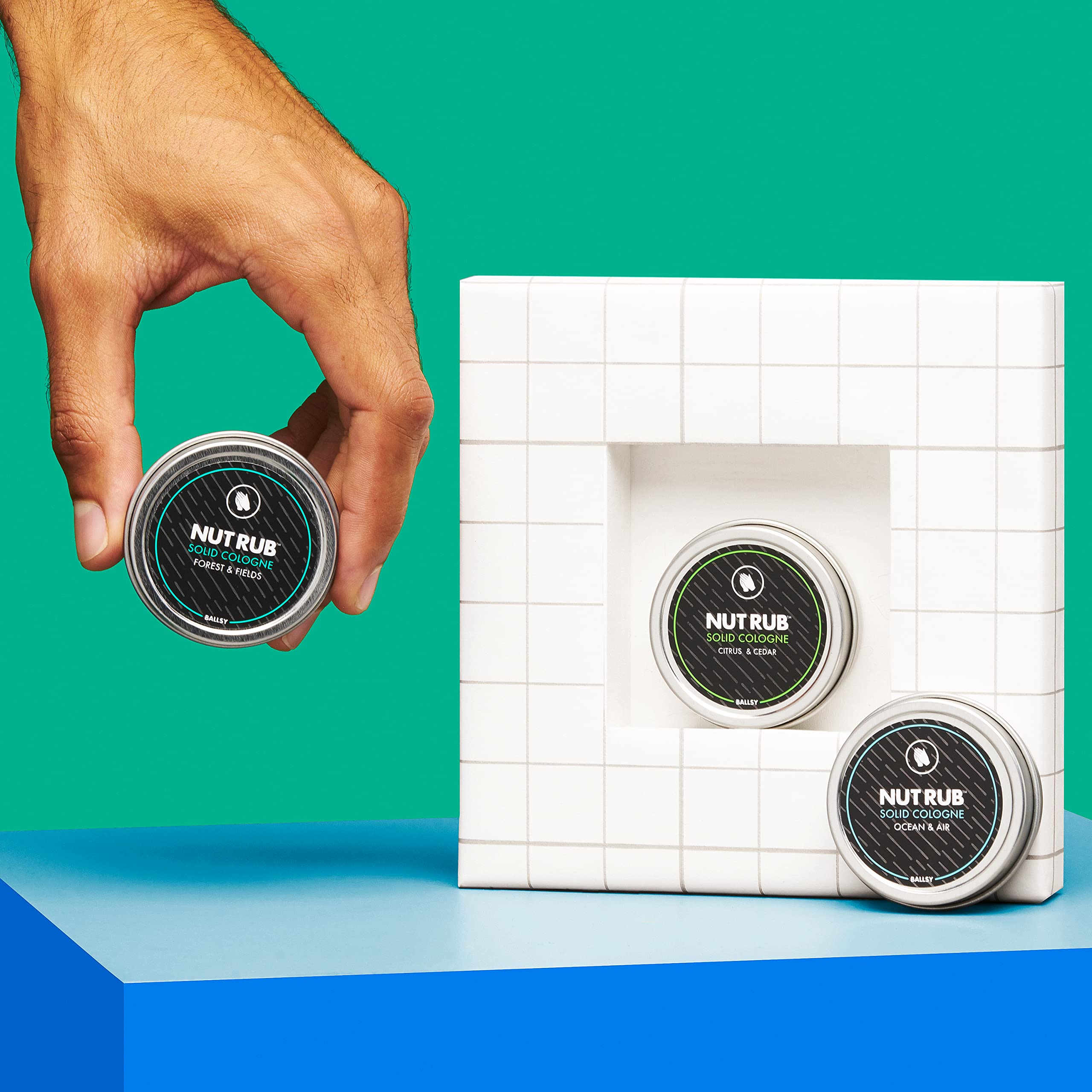 Ballsy NutRub, Cologne for Everywhere, with Beeswax, Coconut and Sunflower Seed Oil, Ocean and Air .85 oz