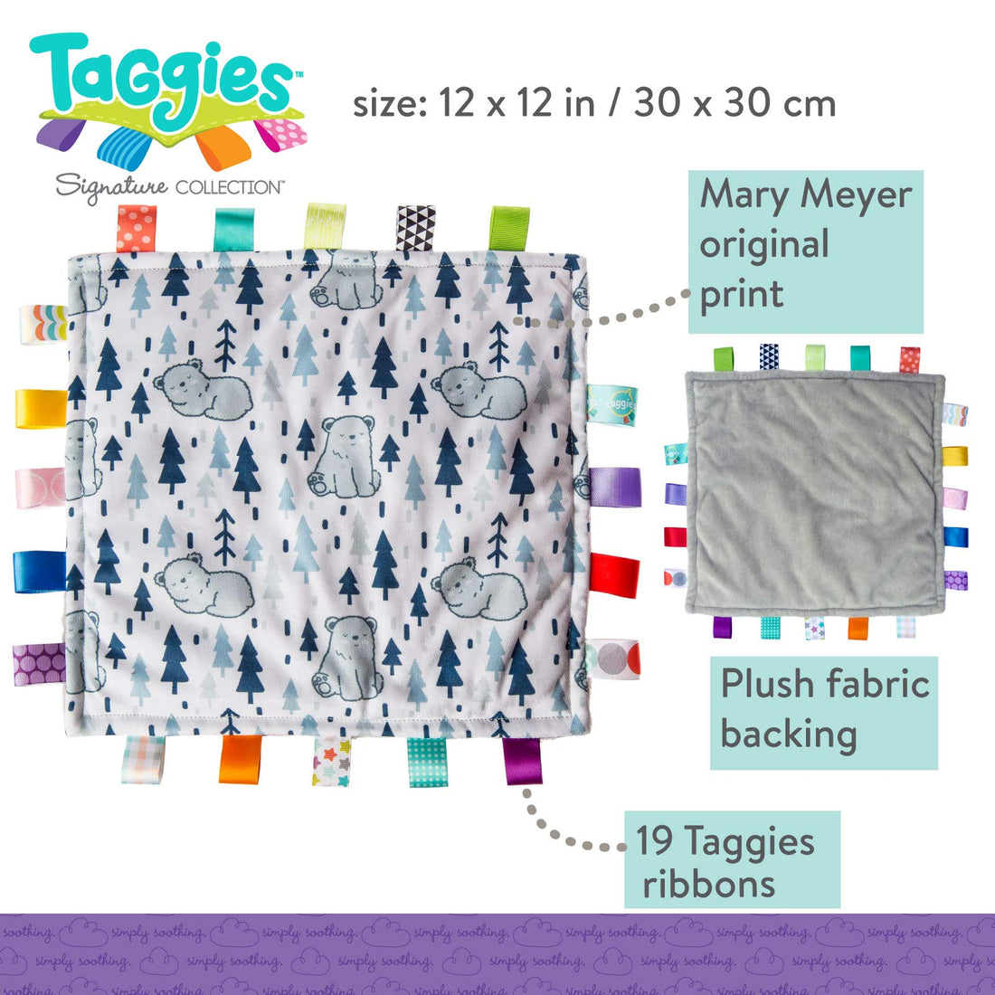 Taggies Original Blanket, 12 X 12, Comfy Bears