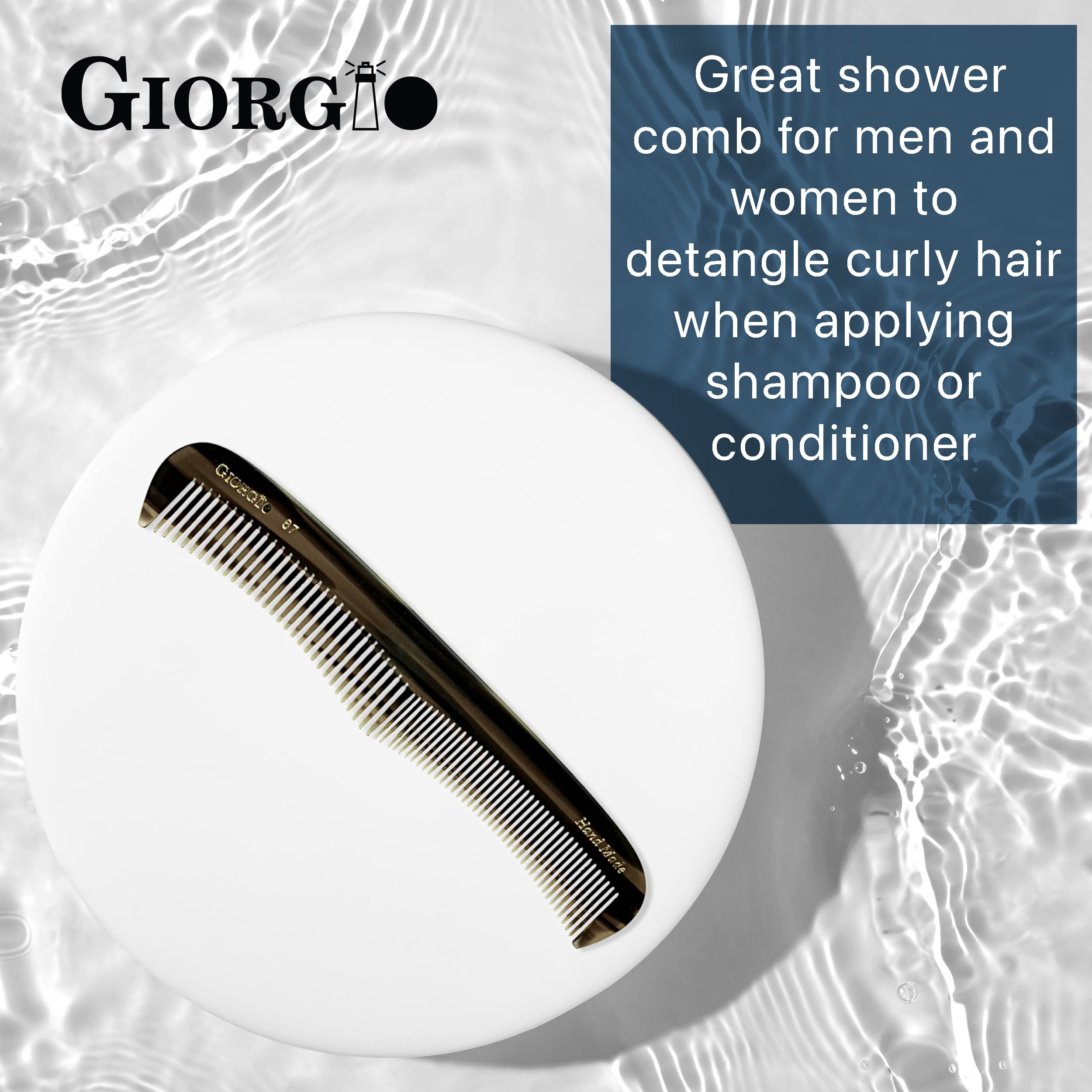 Giorgio G67 7 Handmade Black Flexible Contour Comb. Wide Teeth Flexible Comb. Hand-Made of quality.