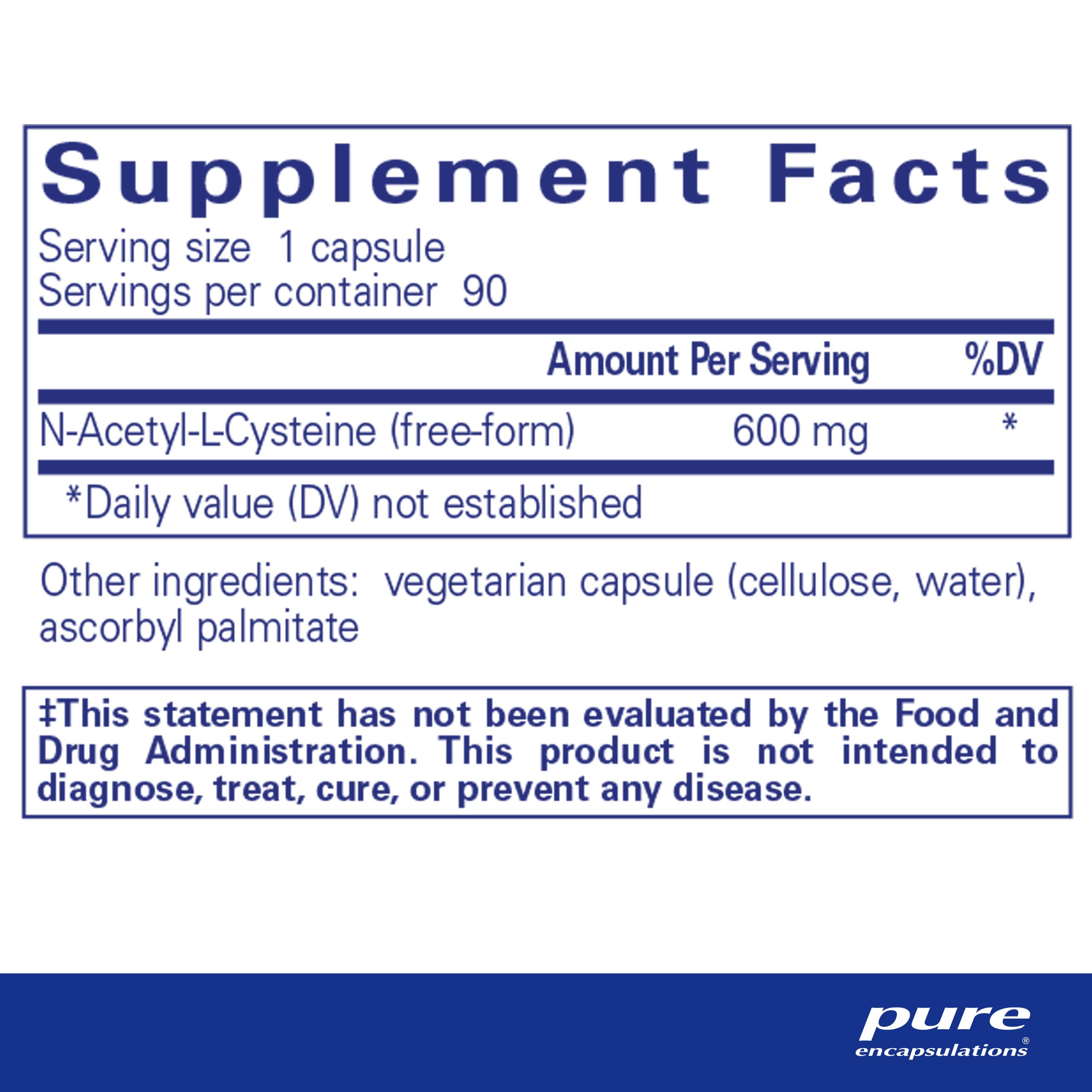 Pure Encapsulations NAC 600 mg - NAC Supplement for Lung Health & Immune Support, Liver Support & Antioxidants* - with Freeform N-Acetyl-L-Cysteine - 90 Capsules